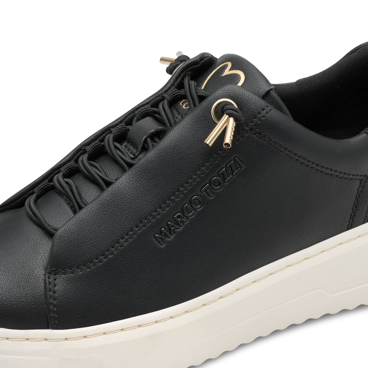 Marco Tozzi 2-23724-44 085 Black & Gold Trainers with White Sole