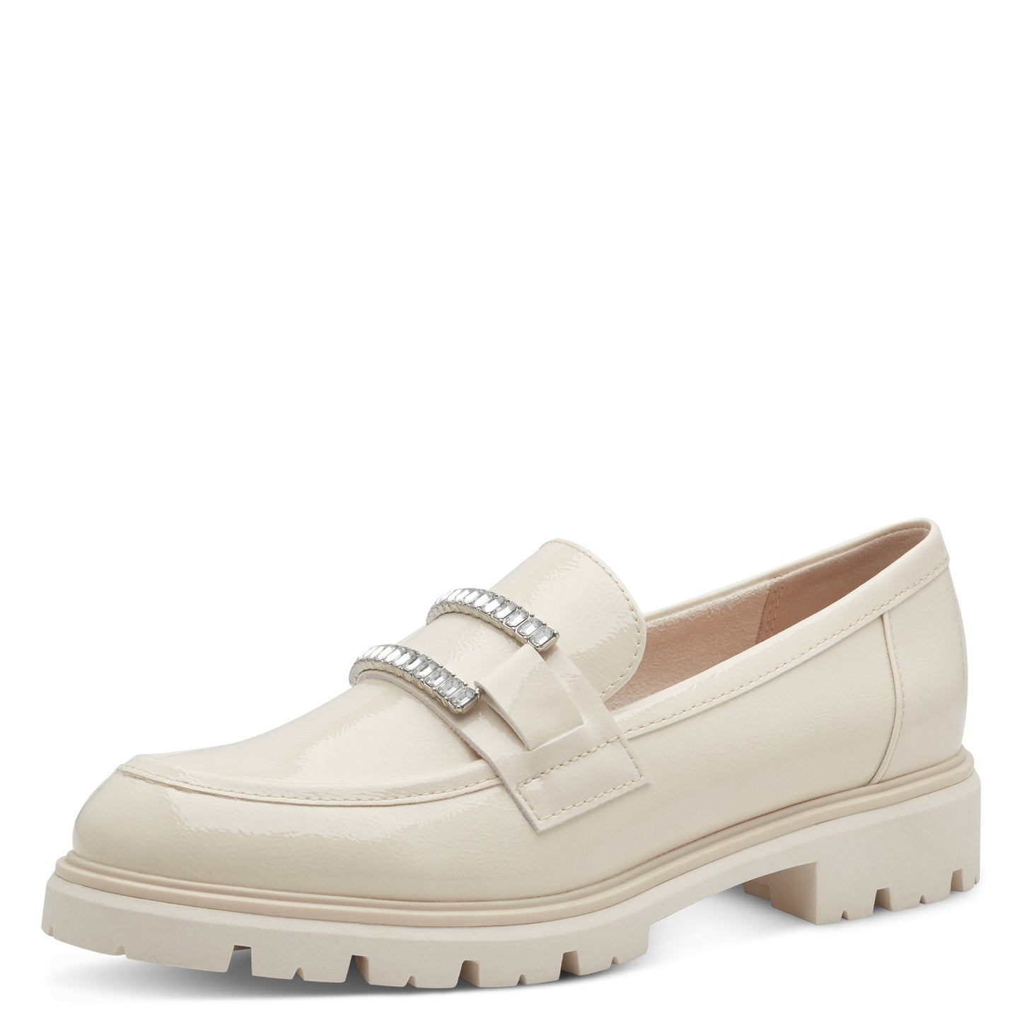 Marco Tozzi 2-24701-44 415 Cream Patent Slip On Moccasins