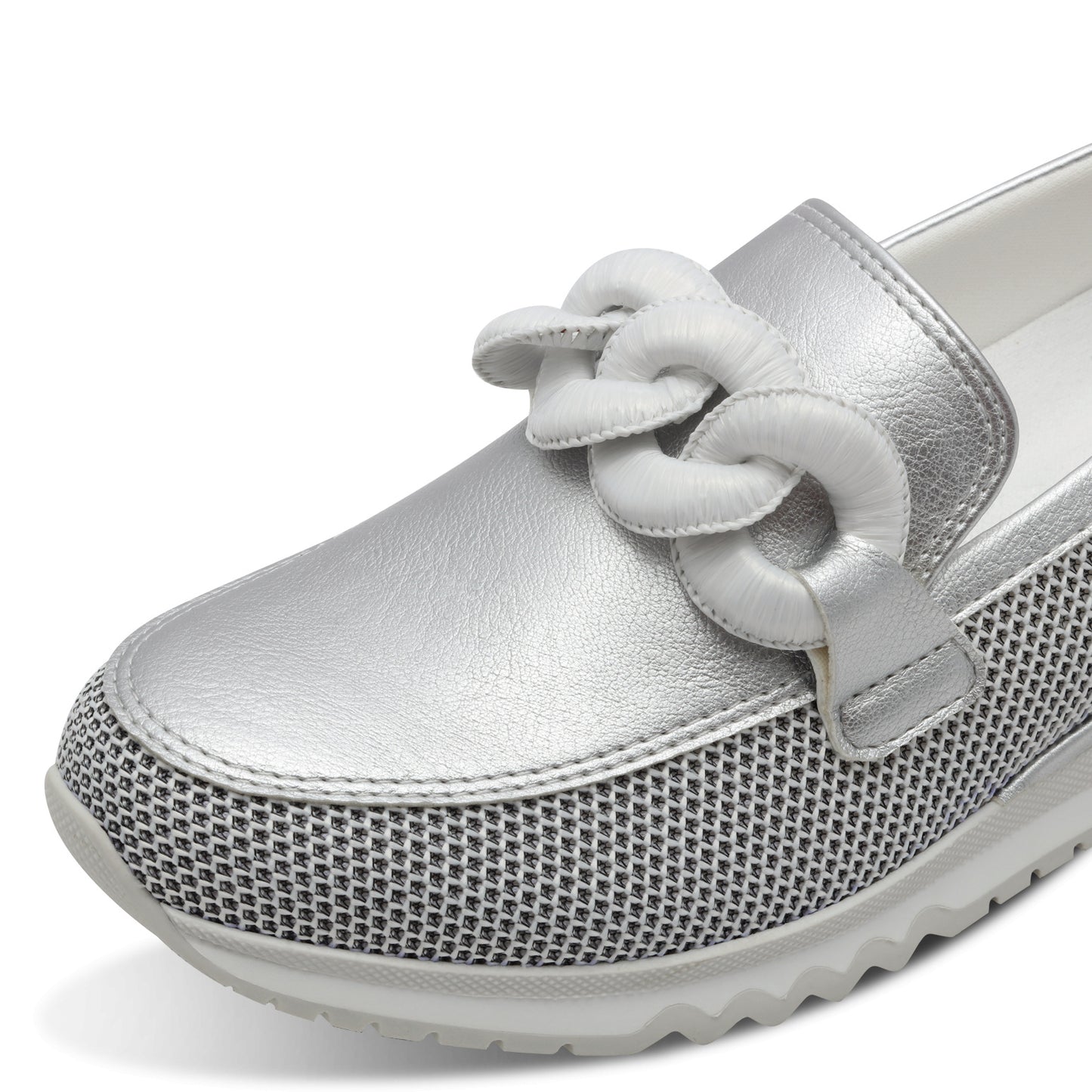 Marco Tozzi 2-24720-44 948 Silver Combi Slip On Moccasins