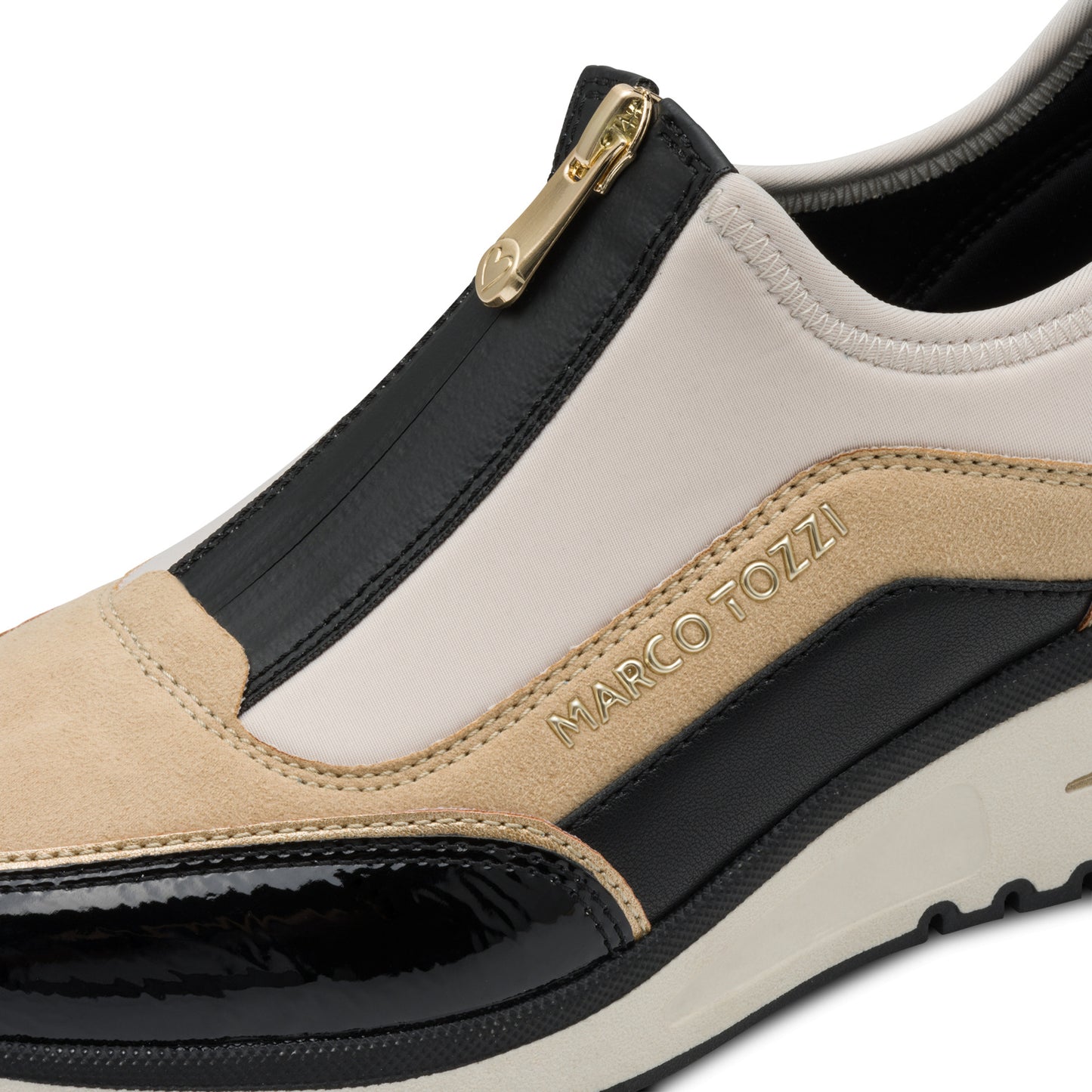 Marco Tozzi 2-24780-45 410 Cream & Black Combi Front Zip Sneakers