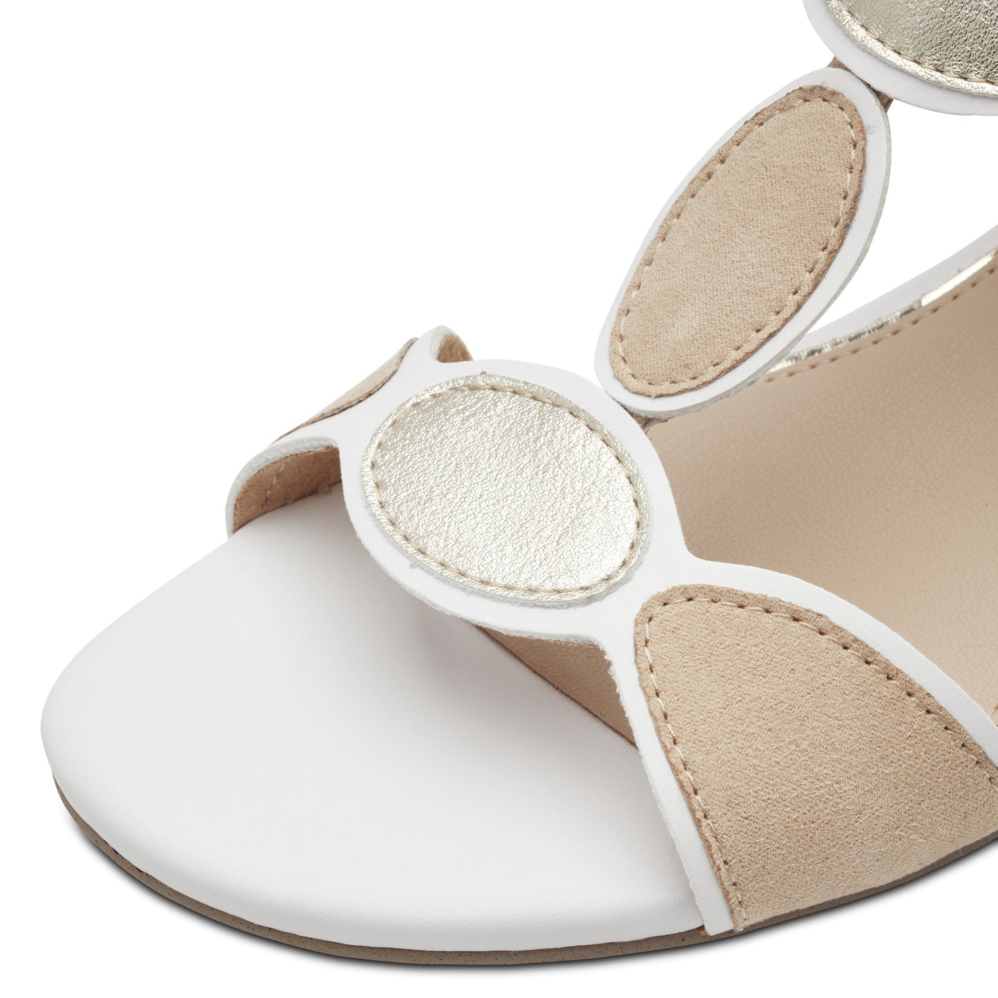 Marco Tozzi 2-28231-44 197 White & Gold Combi Slingback Block Heel Sandals