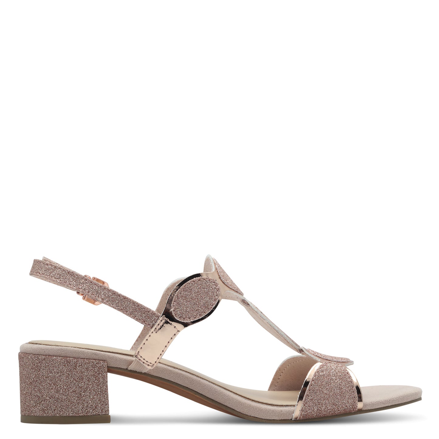 Marco Tozzi 2-28231-44 942 Rose Gold Combi Slingback Block Heel Sandals