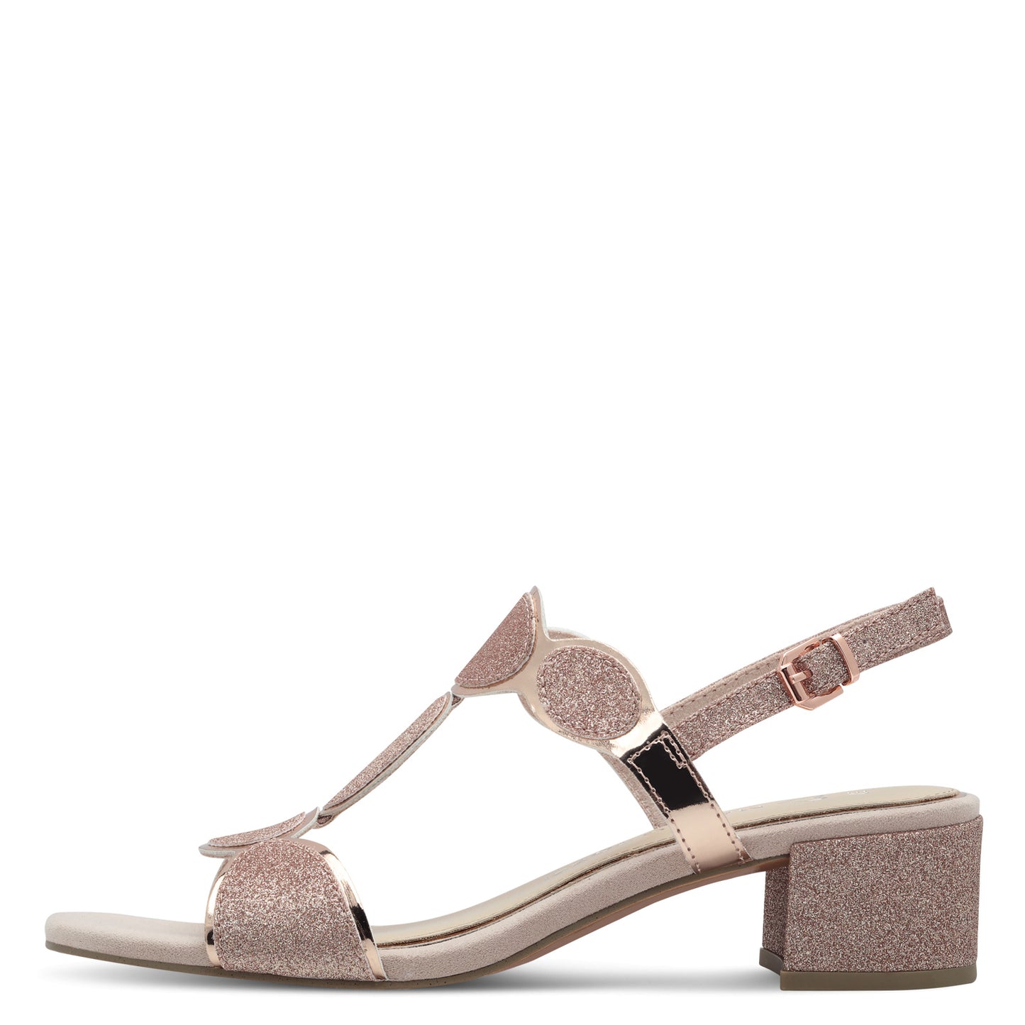 Marco Tozzi 2-28231-44 942 Rose Gold Combi Slingback Block Heel Sandals