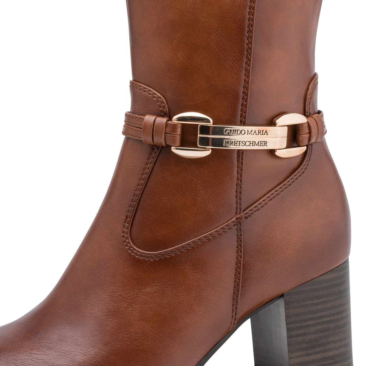 Marco Tozzi 2-85506-47 305 Cognac Tan Knee High Boots with Block Heel