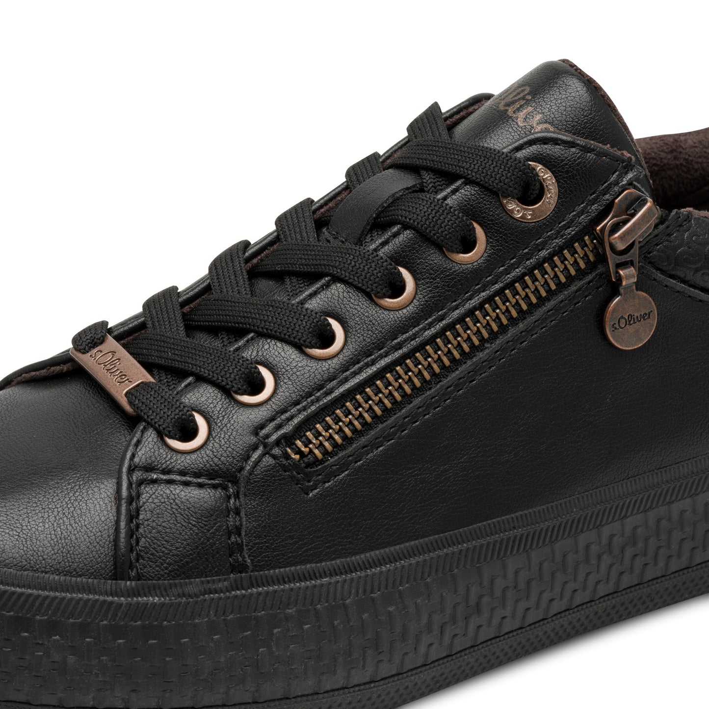 s.Oliver 5-23600-42-007 Black & Bronze Combi Trainers with Zip
