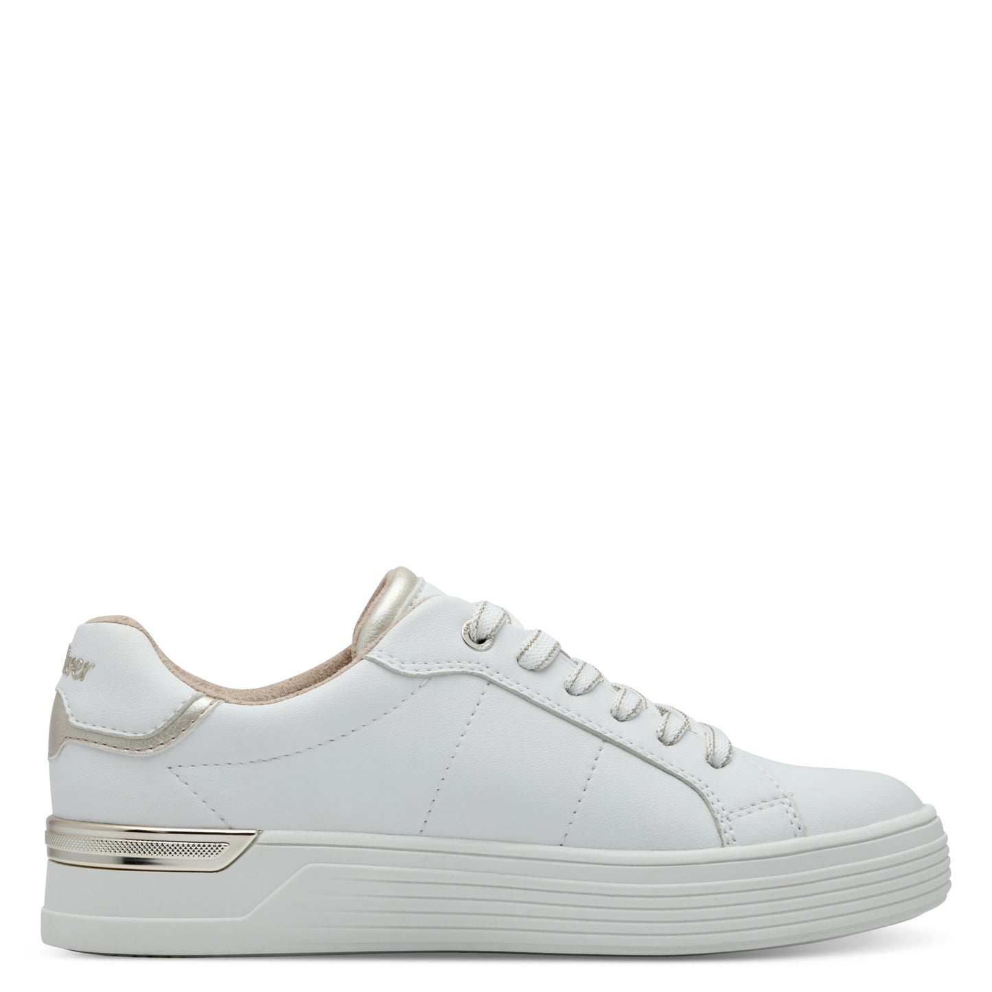 s.Oliver 5-23603-42-100 White & Gold Trainers