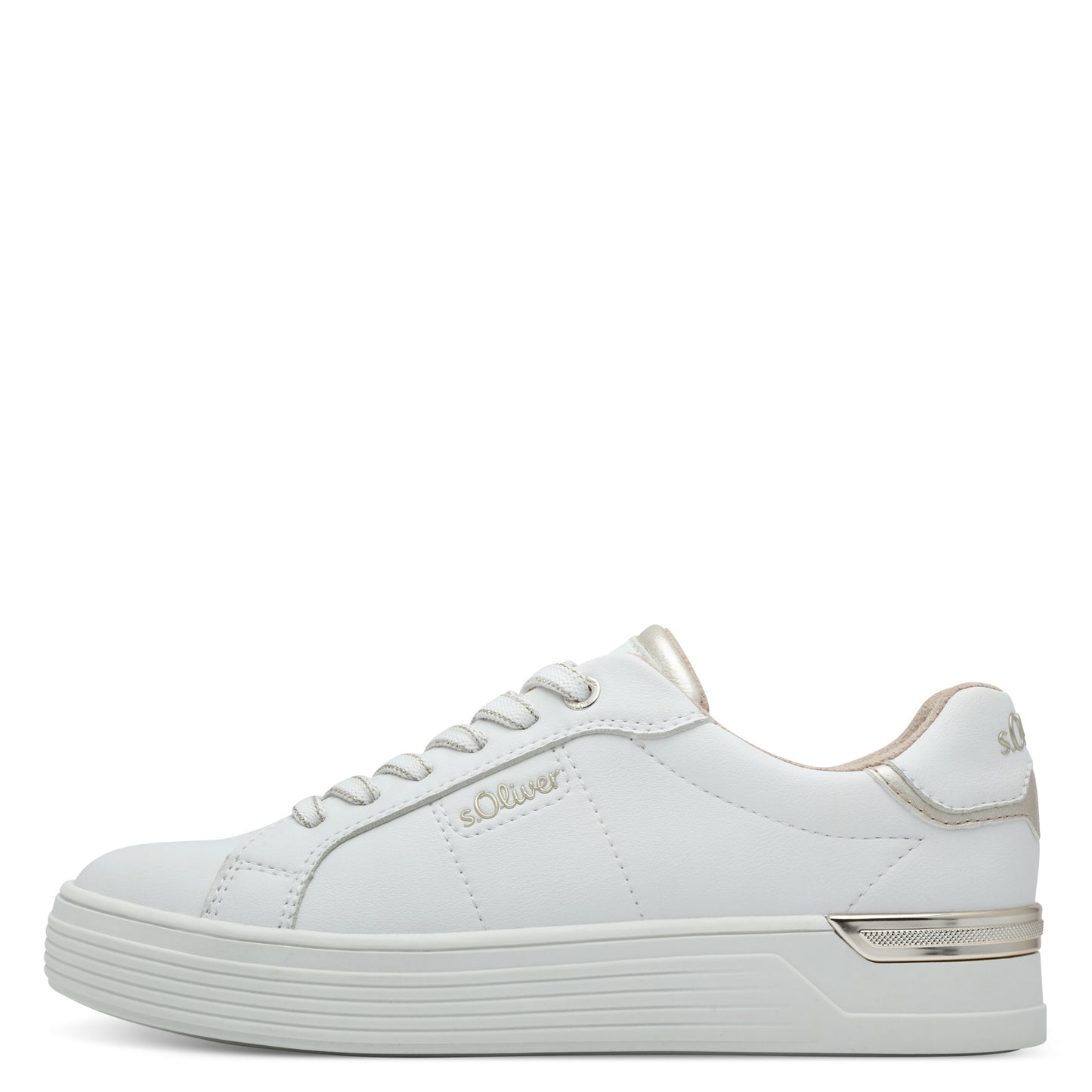 s.Oliver 5-23603-42-100 White & Gold Trainers