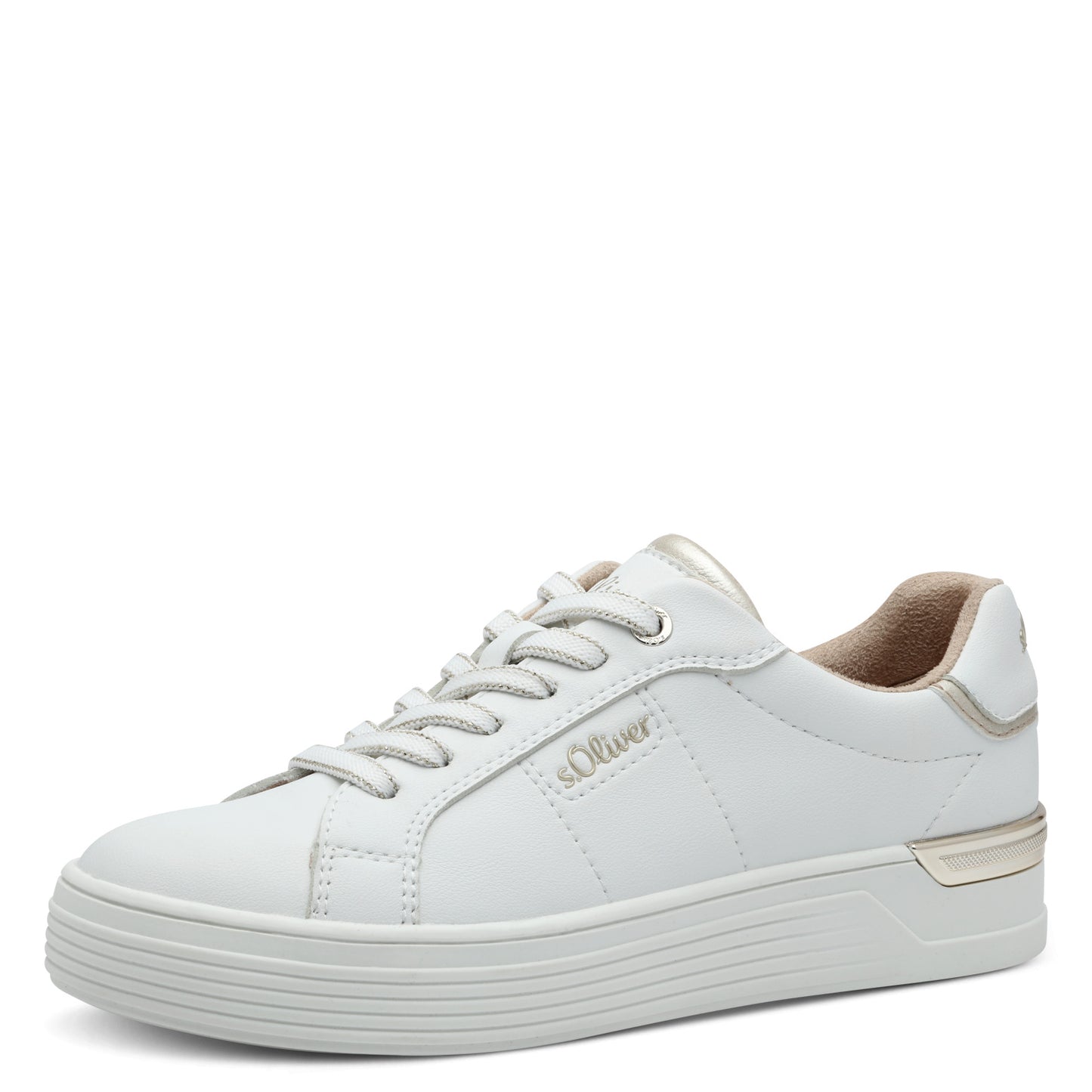 s.Oliver 5-23603-42-100 White & Gold Trainers