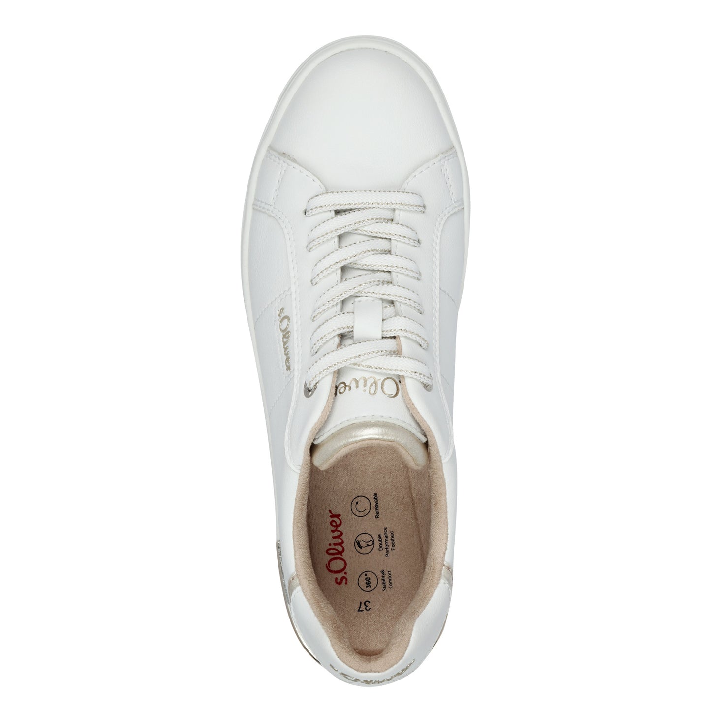 s.Oliver 5-23603-42-100 White & Gold Trainers