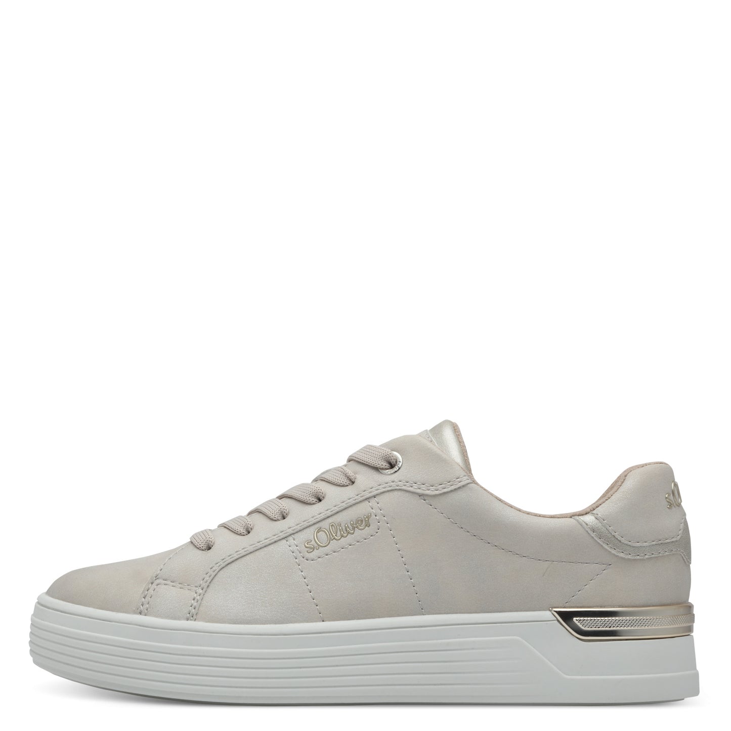 s.Oliver 5-23603-42-403 Champagne Cream/Gold Heel Trainers