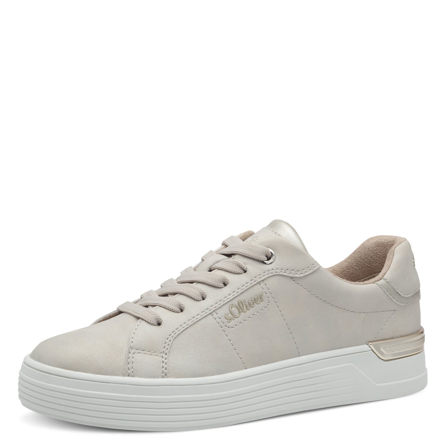 s.Oliver 5-23603-42-403 Champagne Cream/Gold Heel Trainers