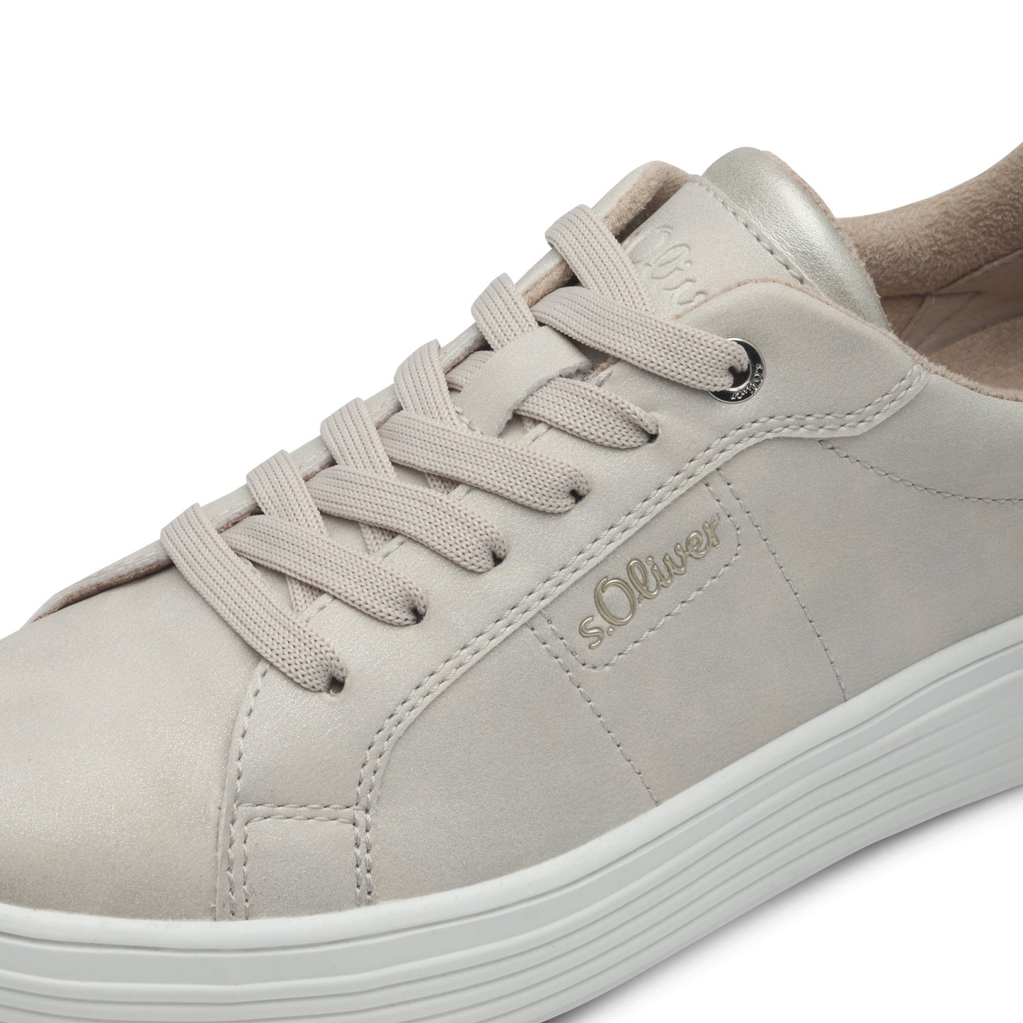 s.Oliver 5-23603-42-403 Champagne Cream/Gold Heel Trainers