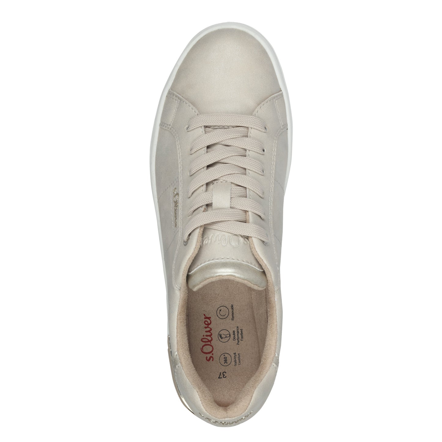 s.Oliver 5-23603-42-403 Champagne Cream/Gold Heel Trainers