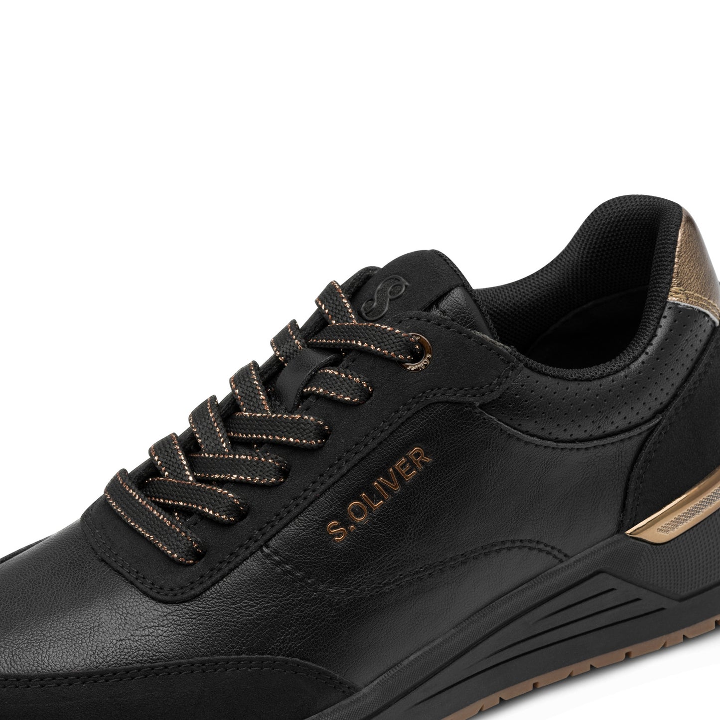 s.Oliver 5-23613-45-001 Black Trainers with Gold