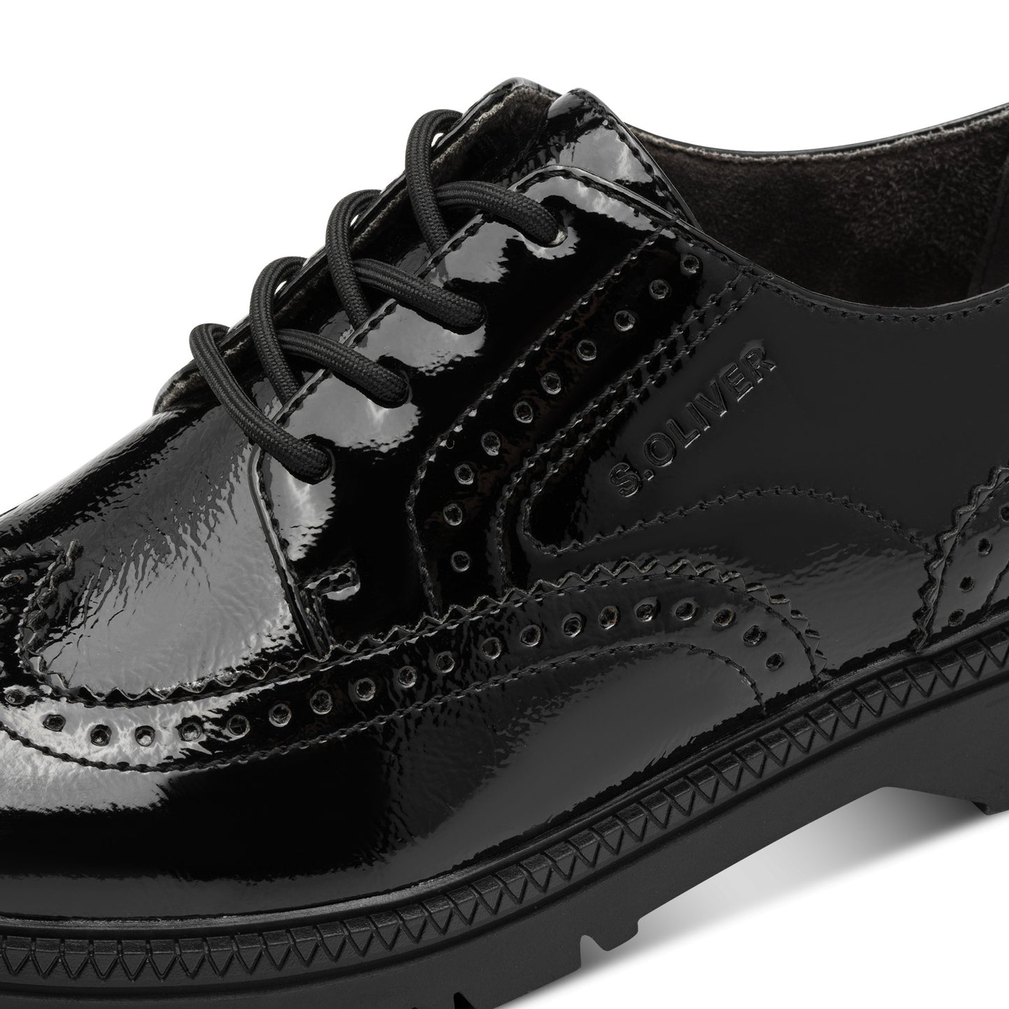 s.Oliver 5-23627-43-018 Black Patent Lace Loafers