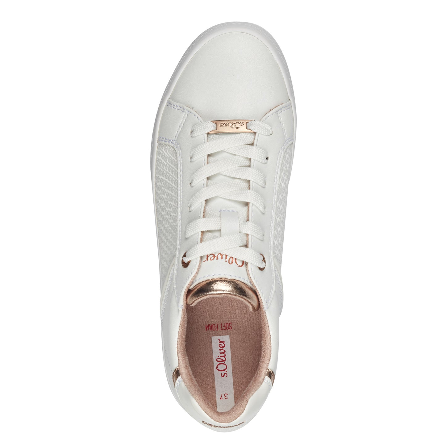 s.Oliver 5-23642-42-100 White & Gold Combi Trainers