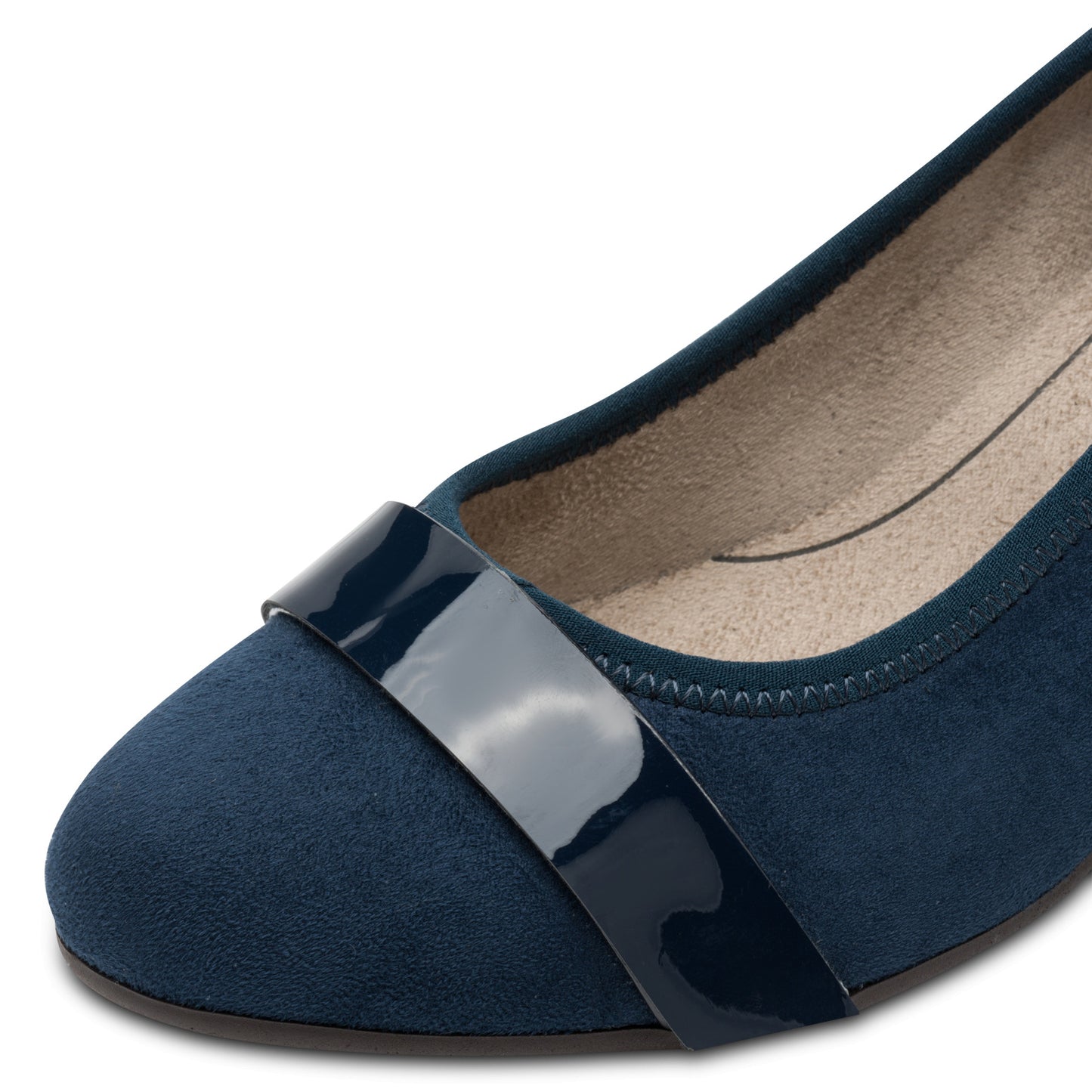 Jana Shoes 8-22467-42 881 H Fit Navy/Navy Patent Slip On Block Heels