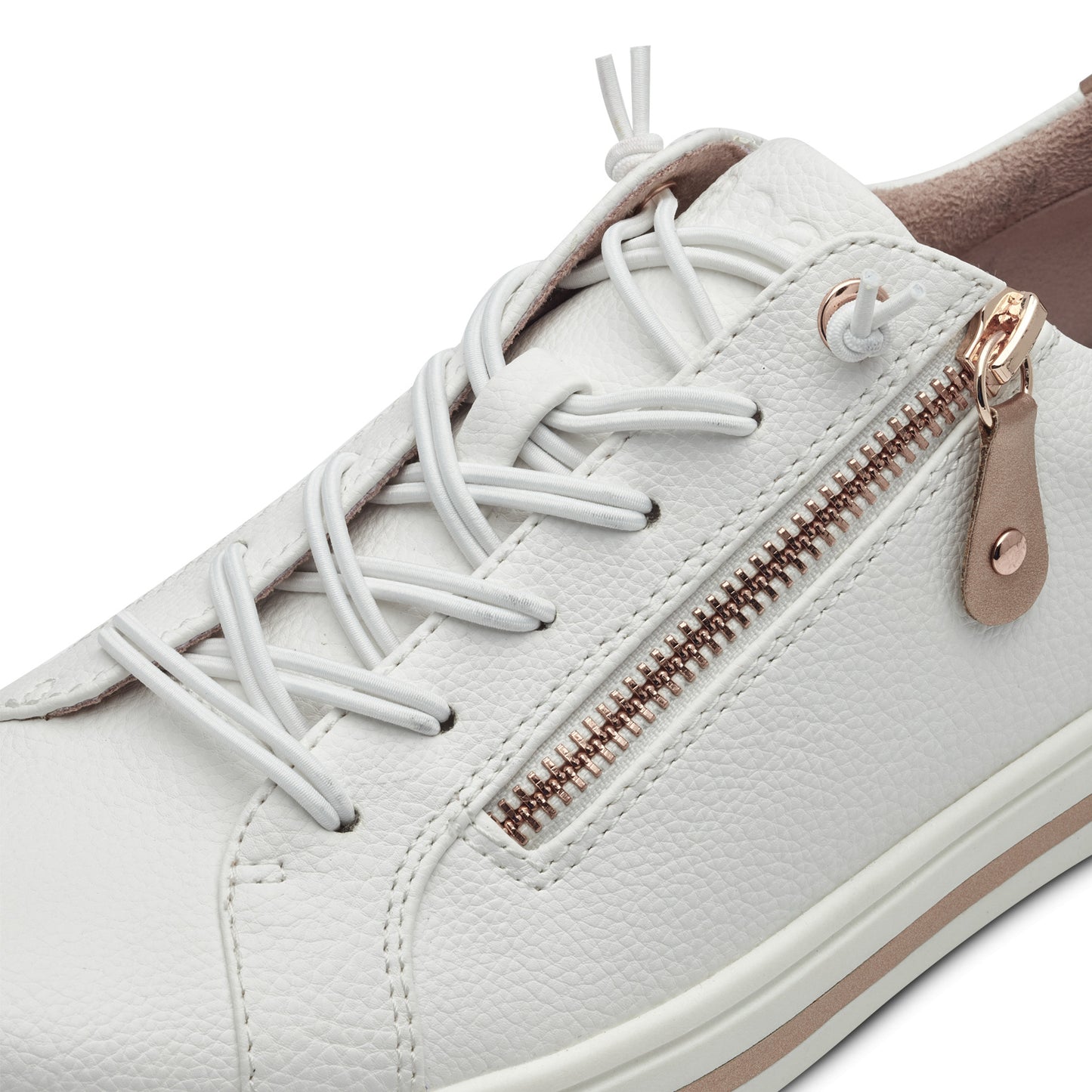Jana Shoes 8-23660-42 152 White & Rose Gold Trainers with Zip