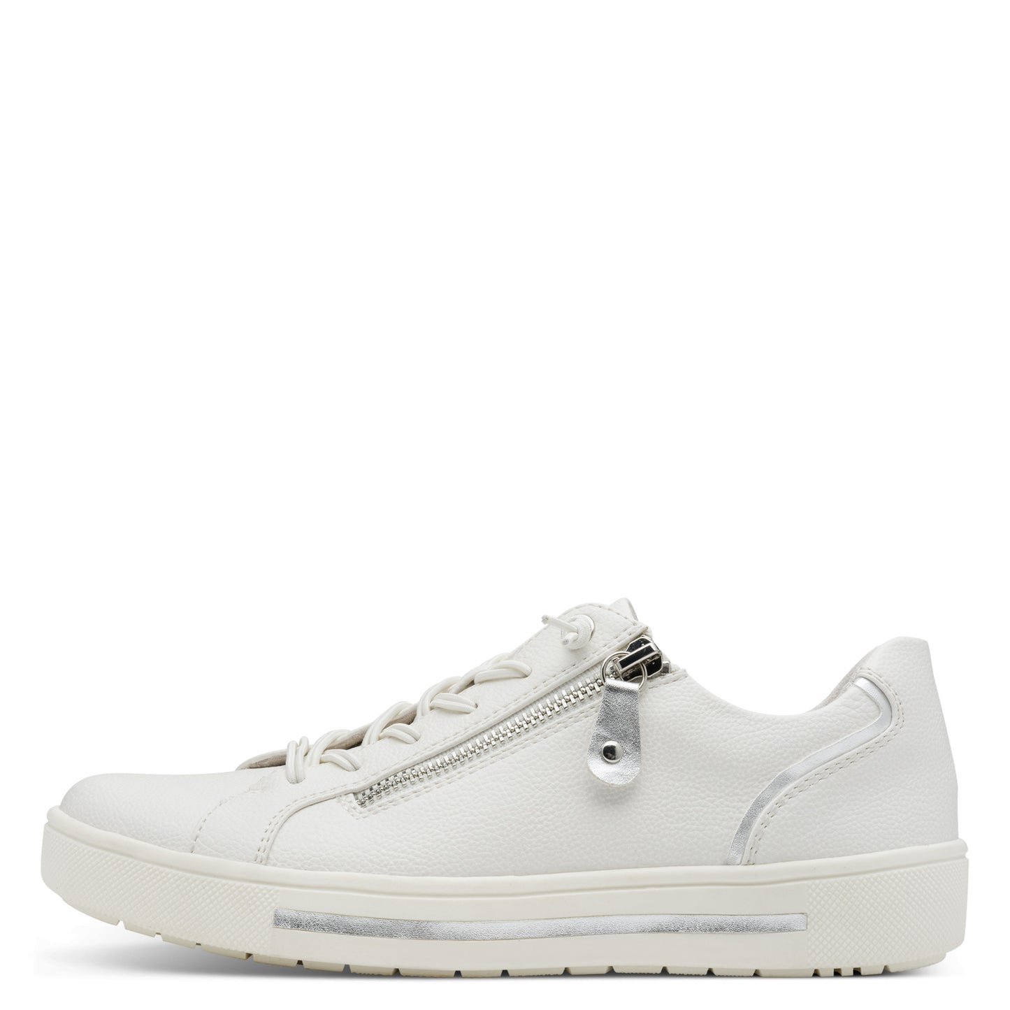 Jana Shoes 8-23660-42 191 White/Silver H Fit Vegan Trainers with Zip