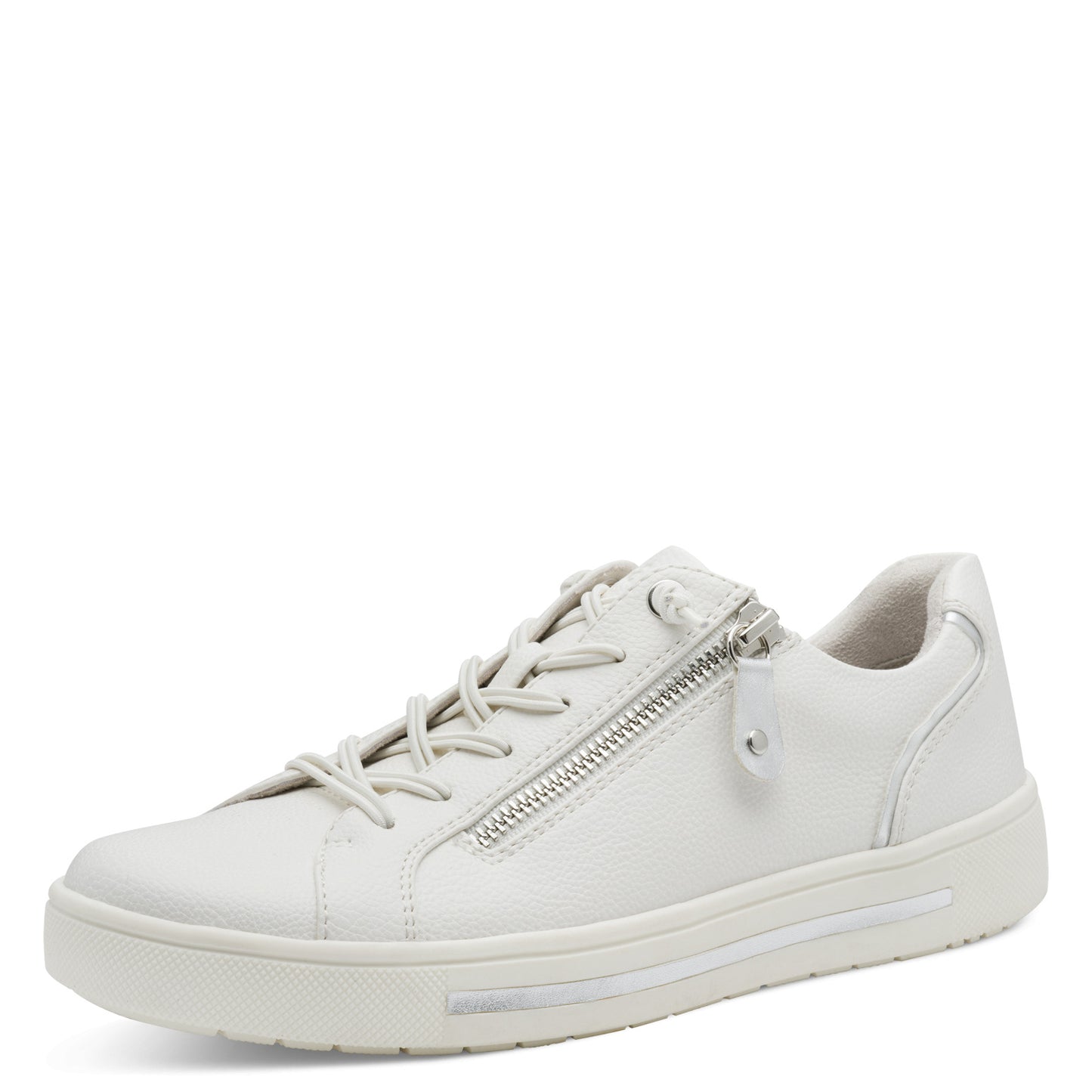 Jana Shoes 8-23660-42 191 White/Silver H Fit Vegan Trainers with Zip