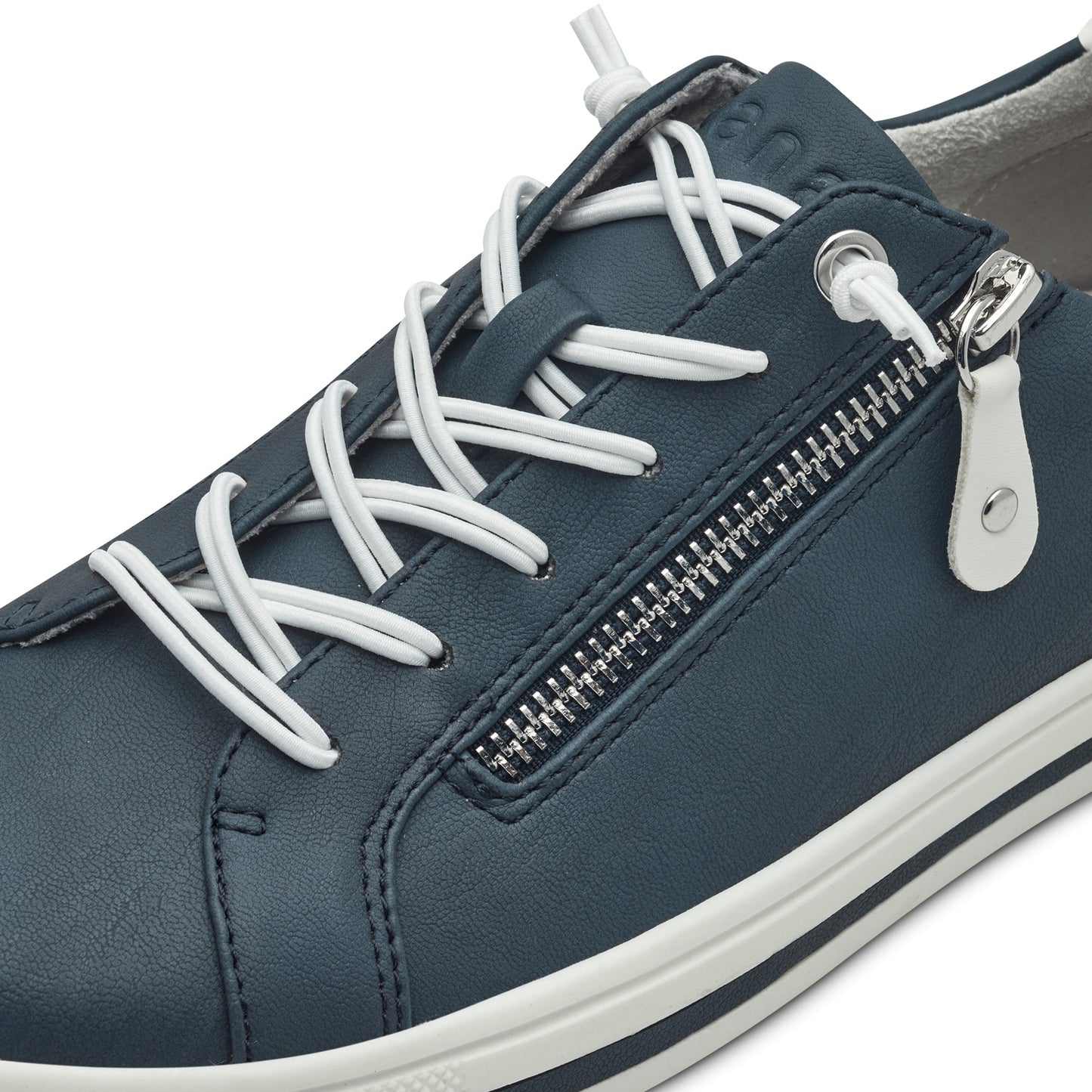 Jana Shoes 8-23660-42-805 Navy Trainers with Zip and Elastic Laces