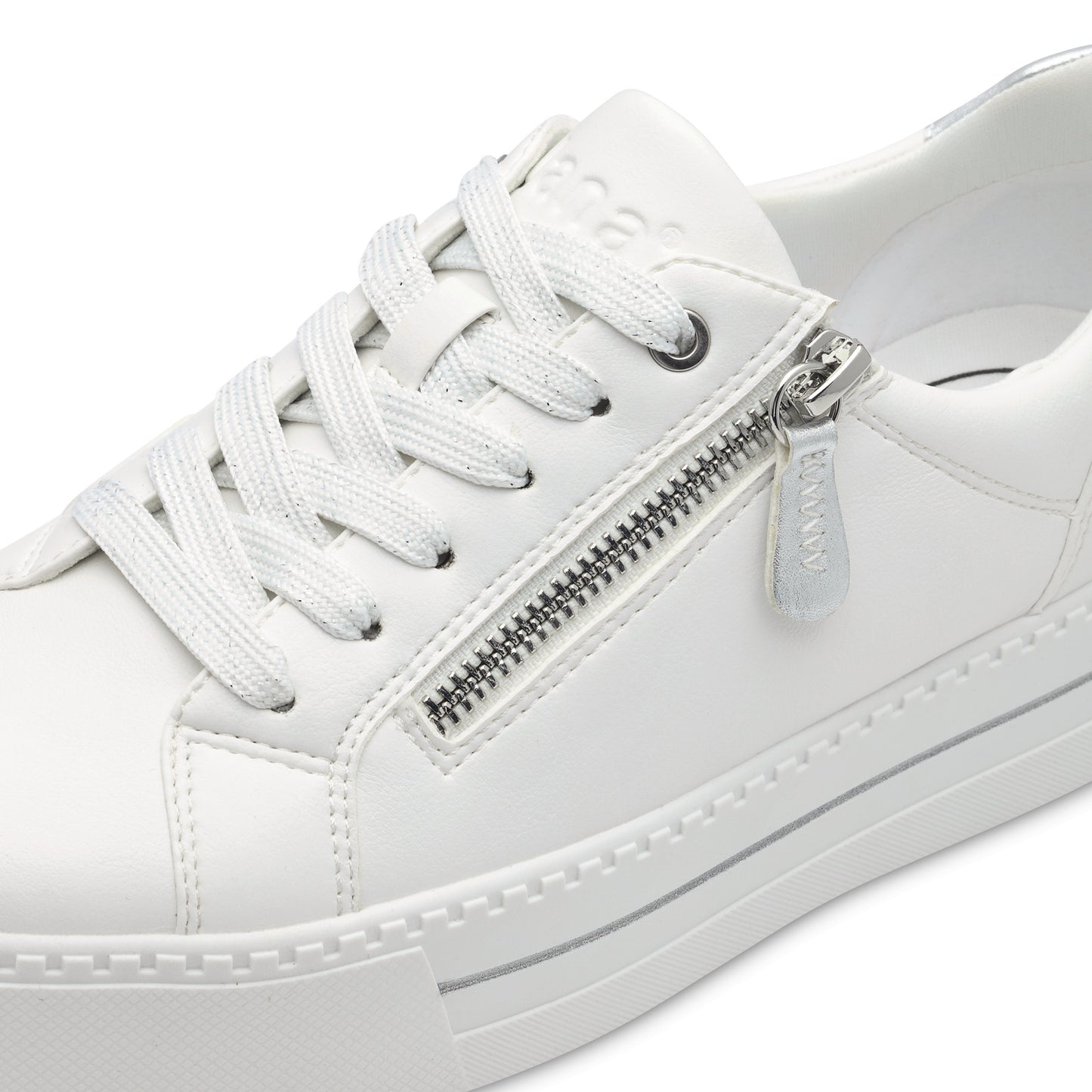Jana Shoes 8-23767-43-191 White & Silver Trainers with Zip - Vegan