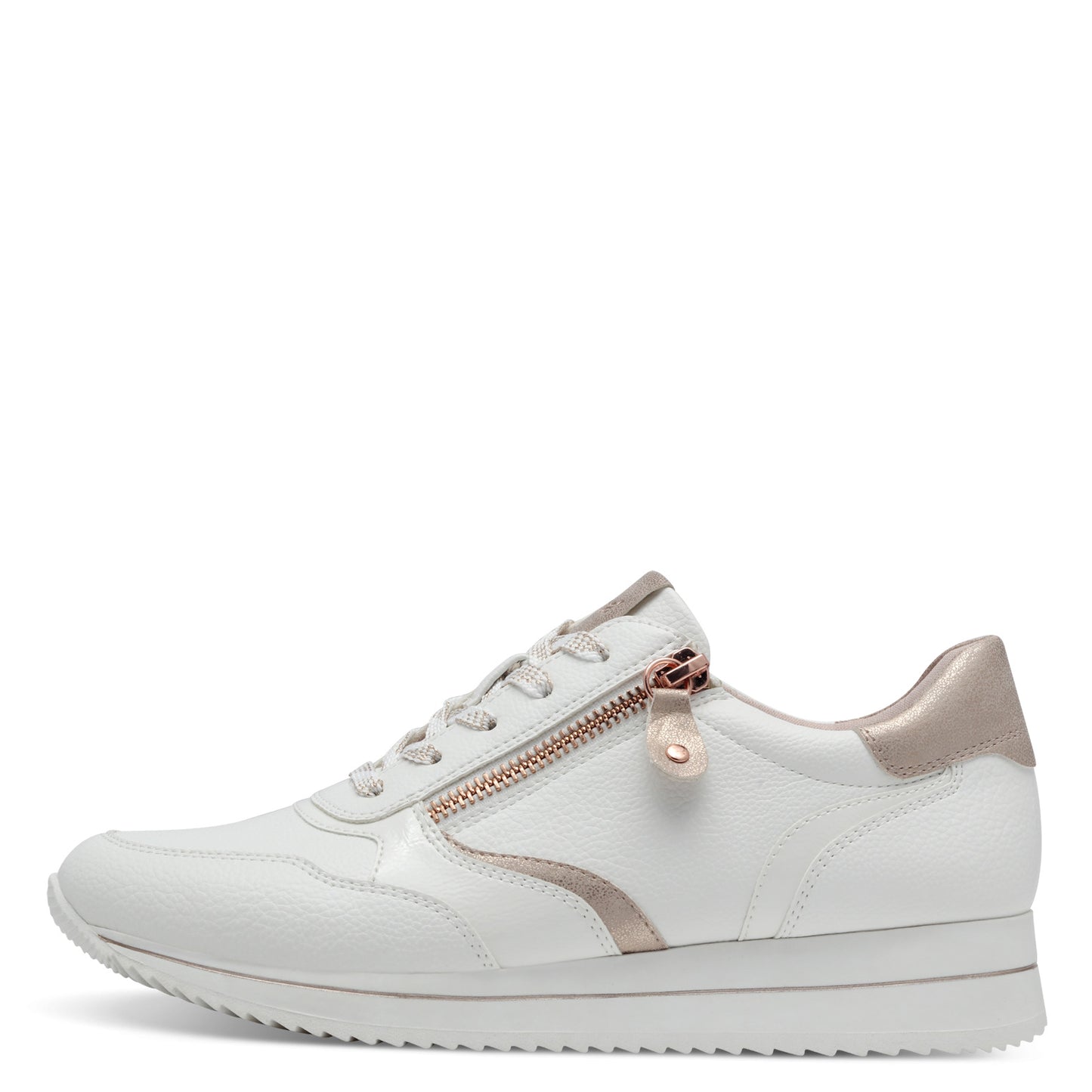 Jana Shoes 8-23774-43 152 White & Rose Gold Sneakers with Zip
