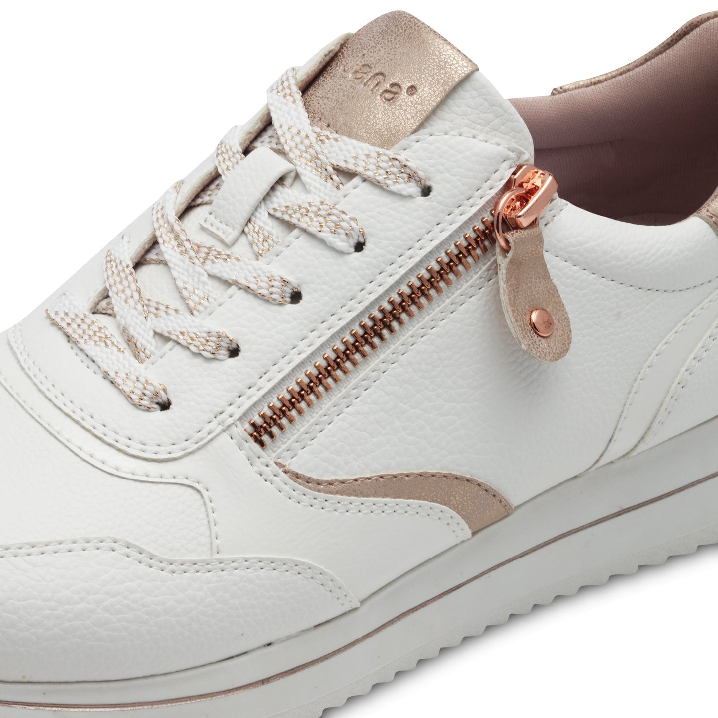 Jana Shoes 8-23774-43 152 White & Rose Gold Sneakers with Zip
