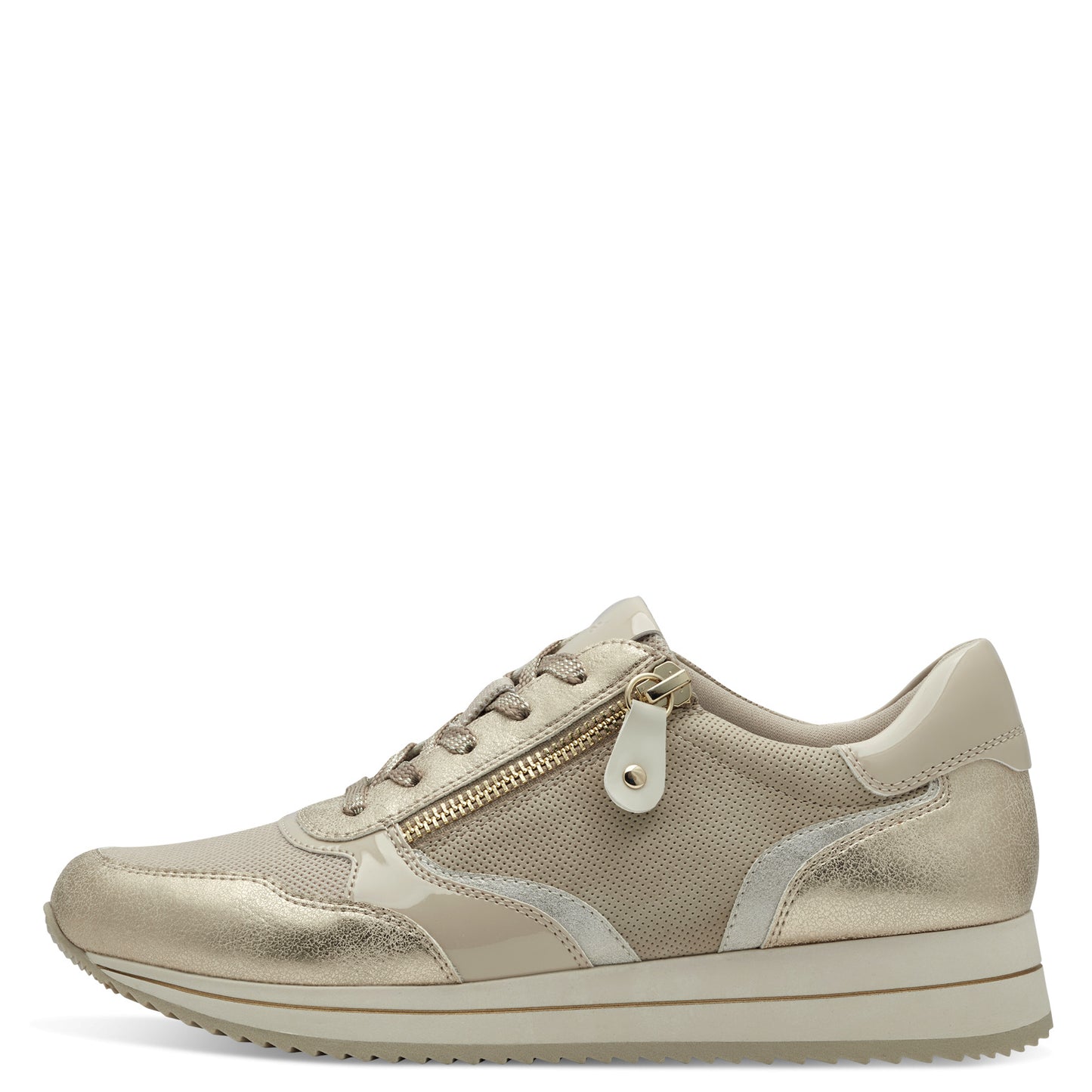 Jana Shoes 8-23774-43-499 Beige/Gold Trainers with Zip