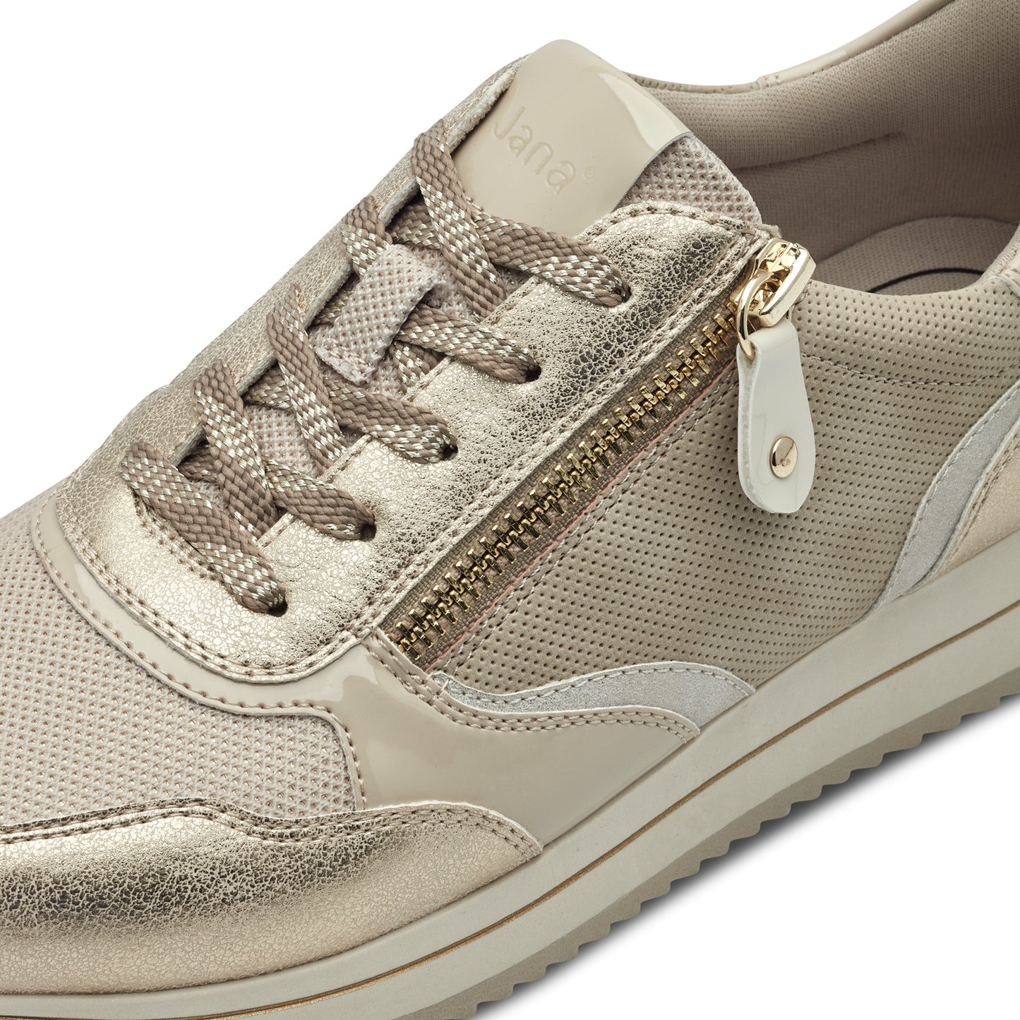 Jana Shoes 8-23774-43-499 Beige/Gold Trainers with Zip