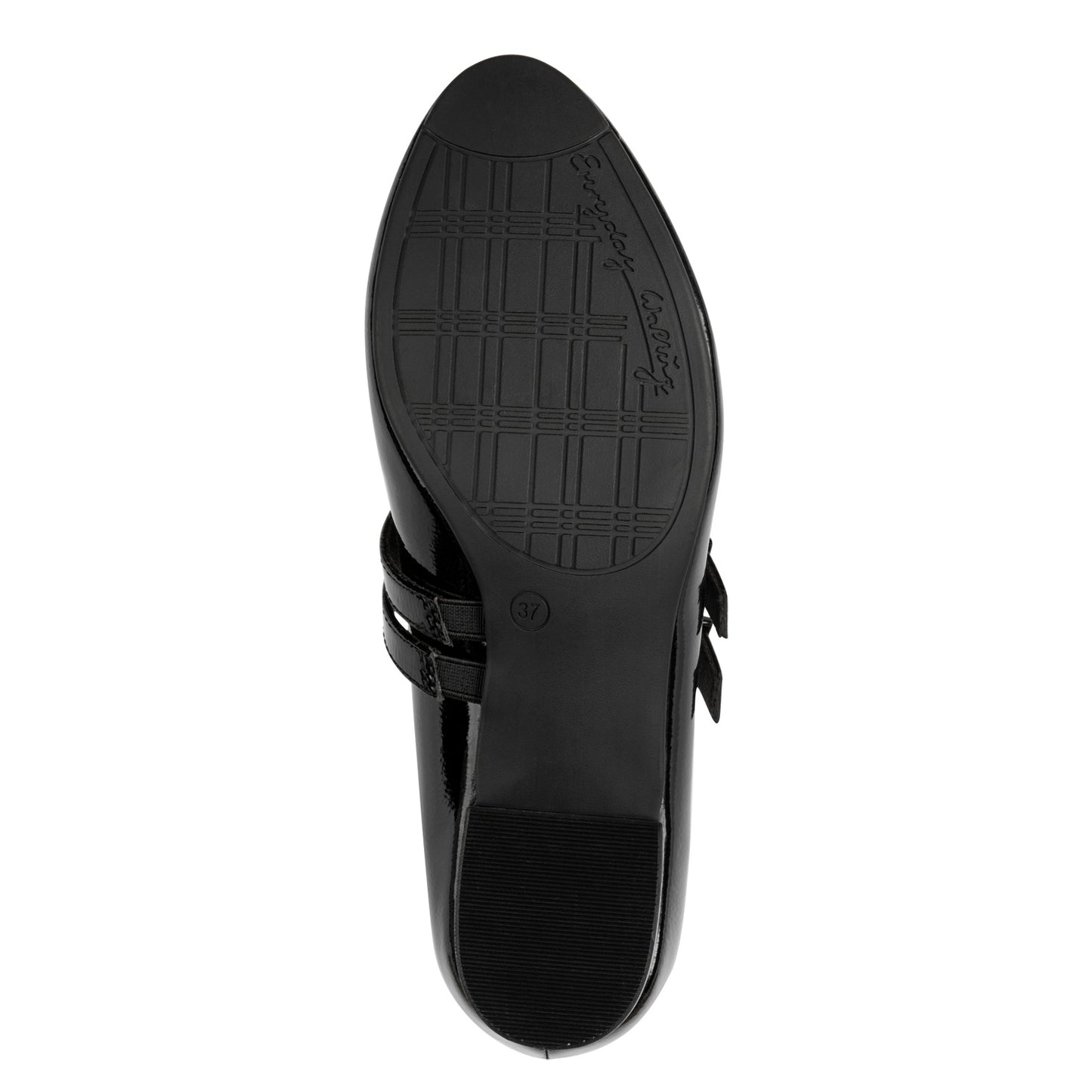 Jana Shoes 8-24366-45 018 H Fit Black Patent Block Heel Mary Jane Shoes- Vegan