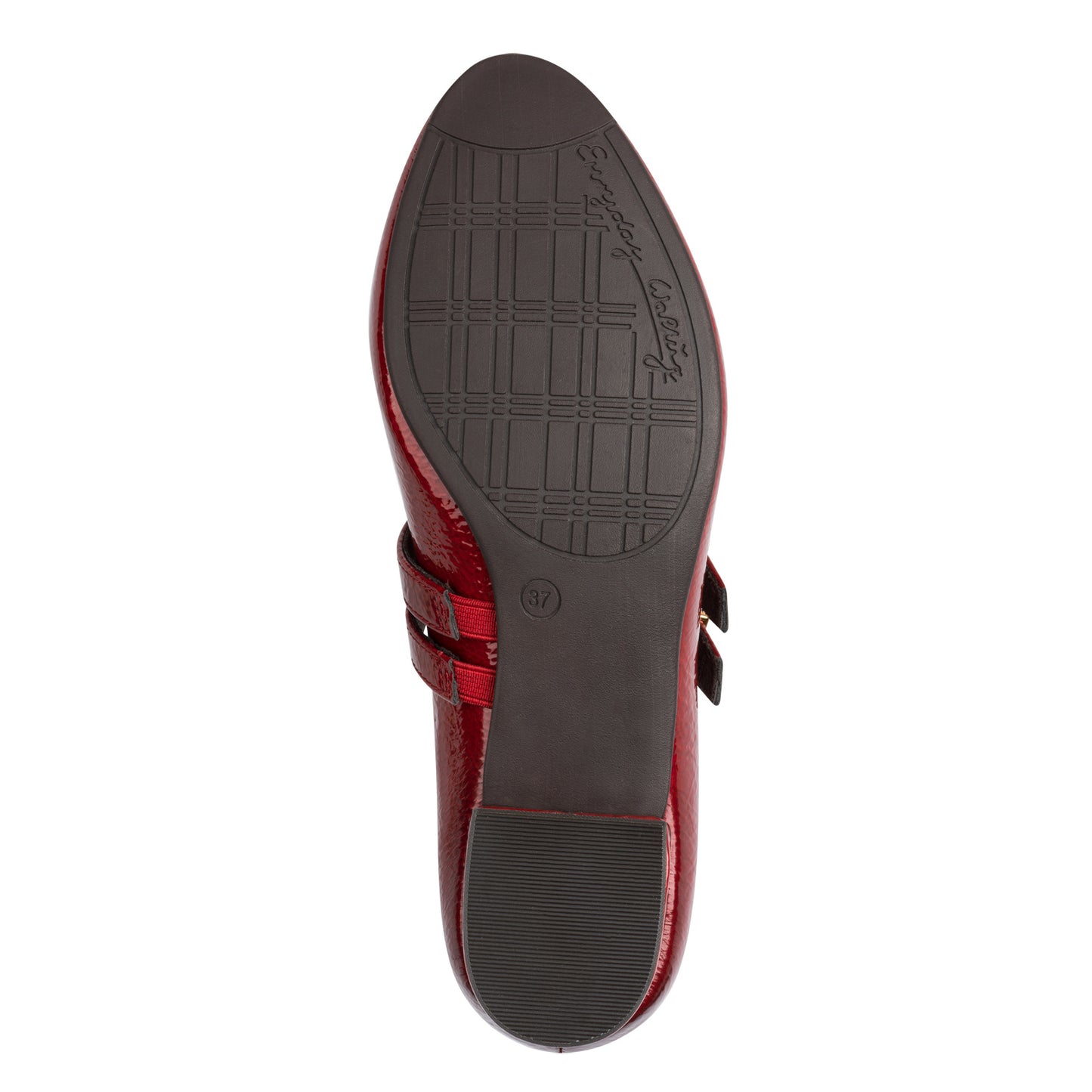 Jana Shoes 8-24366-45 567 H Fit Fire Red Patent Block Heel Mary Jane Shoes - Vegan