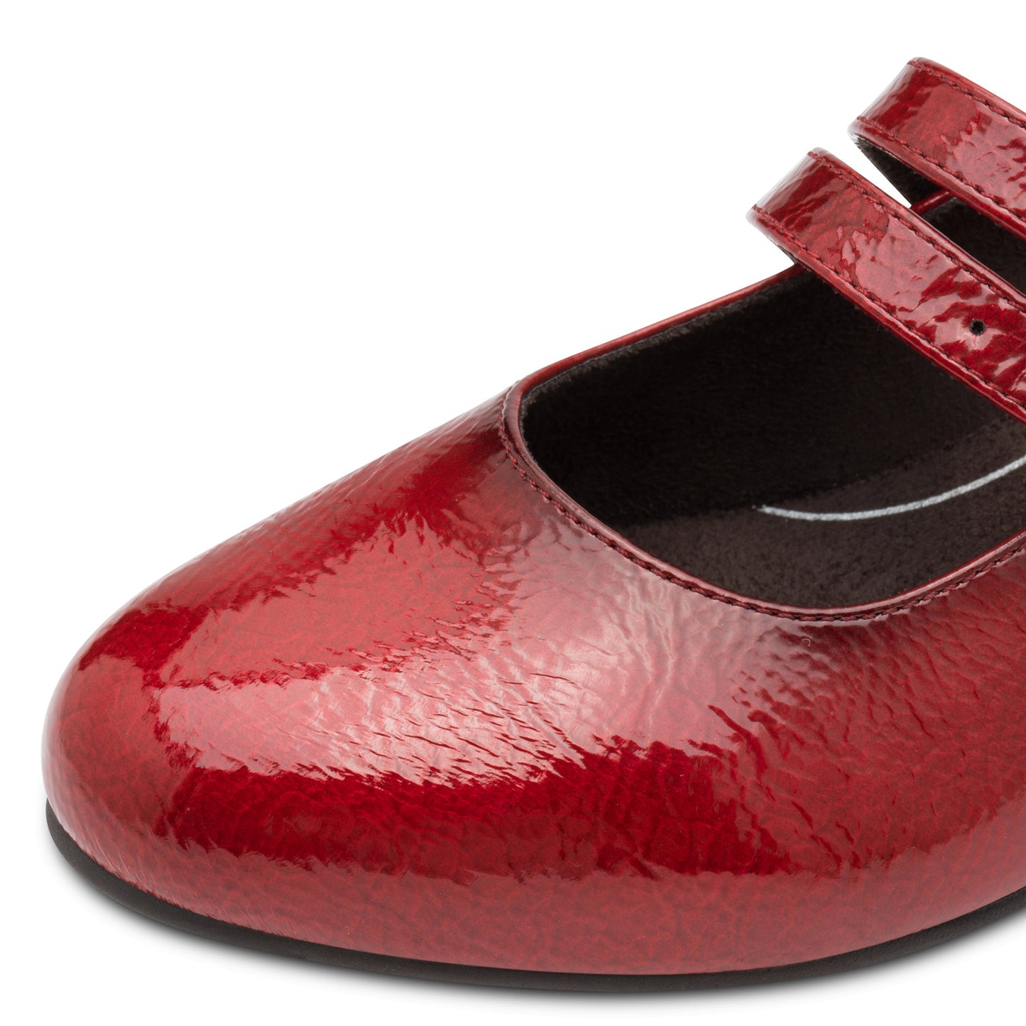 Jana Shoes 8-24366-45 567 H Fit Fire Red Patent Block Heel Mary Jane Shoes - Vegan