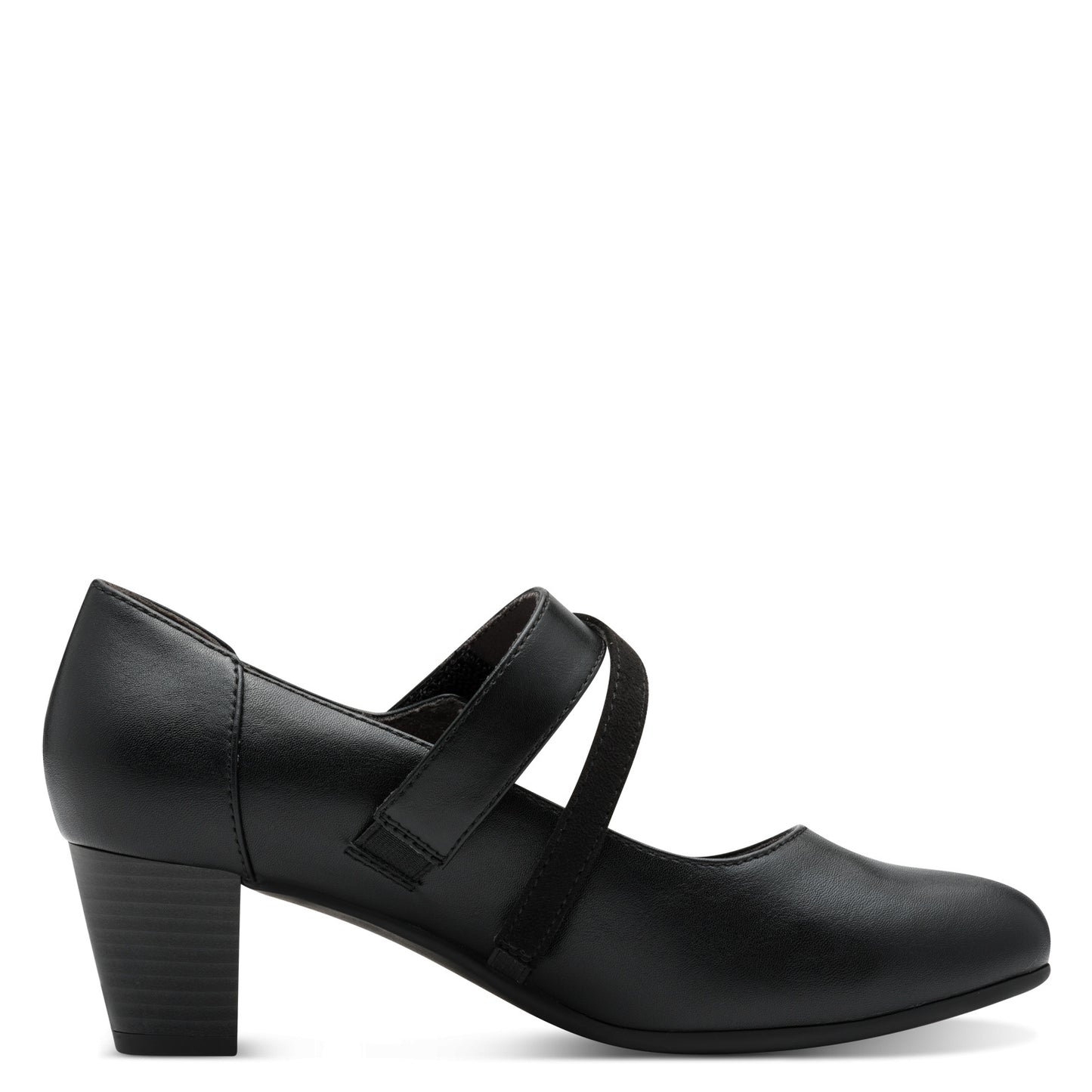 Jana Shoes 8-24465-43 001 H Fit Black Velcro Block Heels - Vegan
