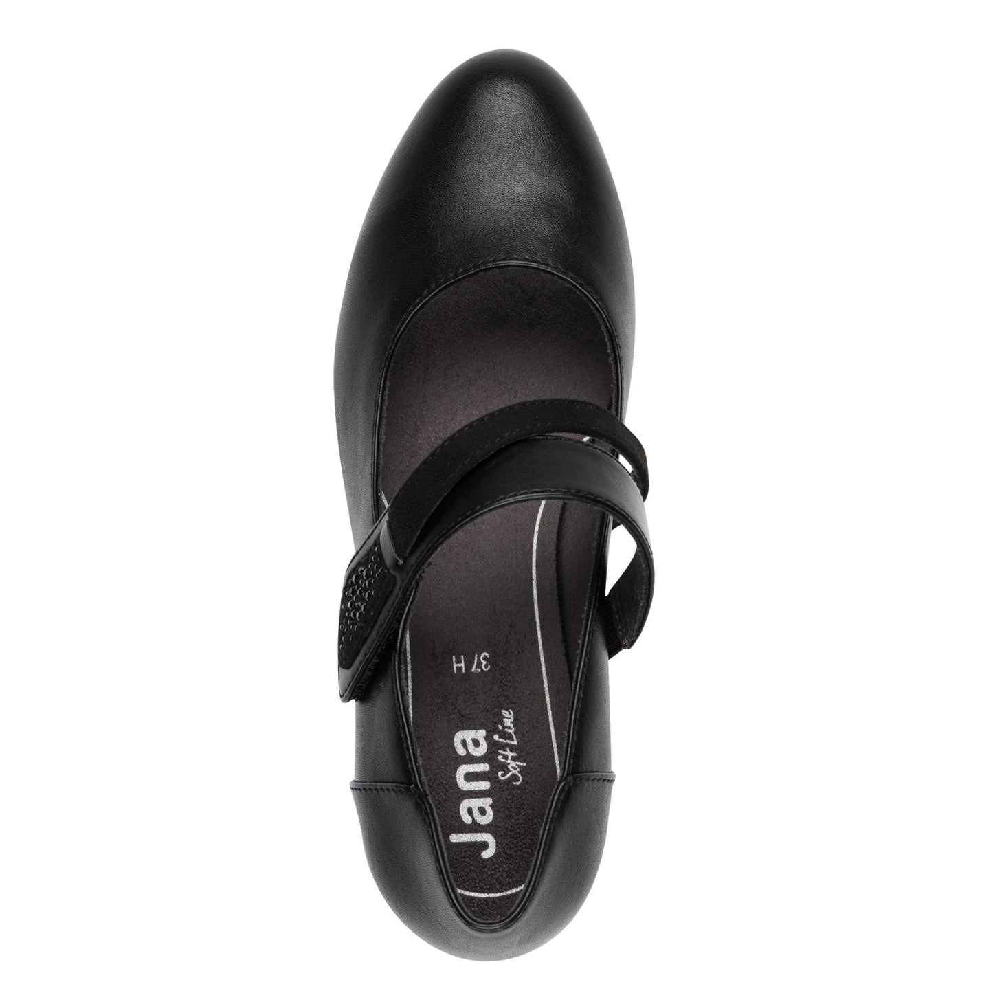Jana Shoes 8-24465-43 001 H Fit Black Velcro Block Heels - Vegan