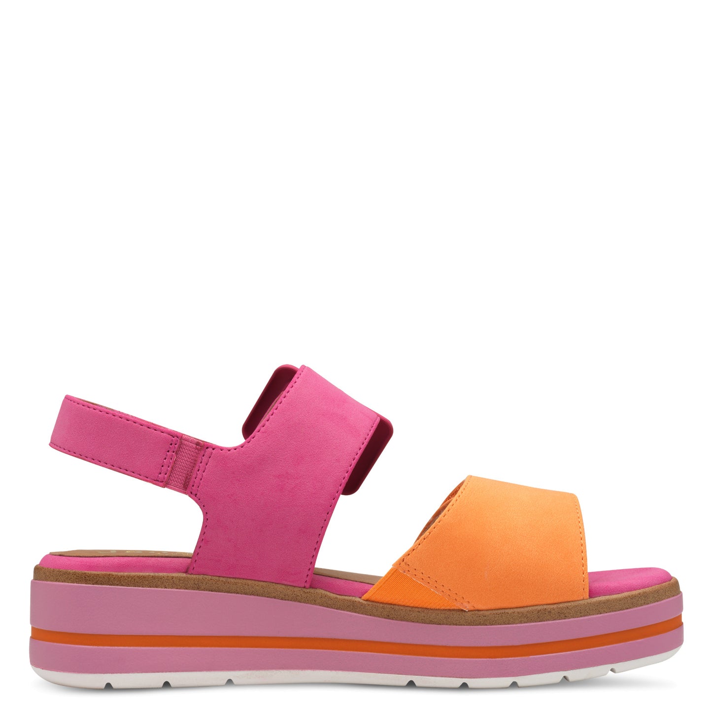 Jana Shoes 8-28266-44-656 Pink & Orange Velcro Sandals with Slingback Strap