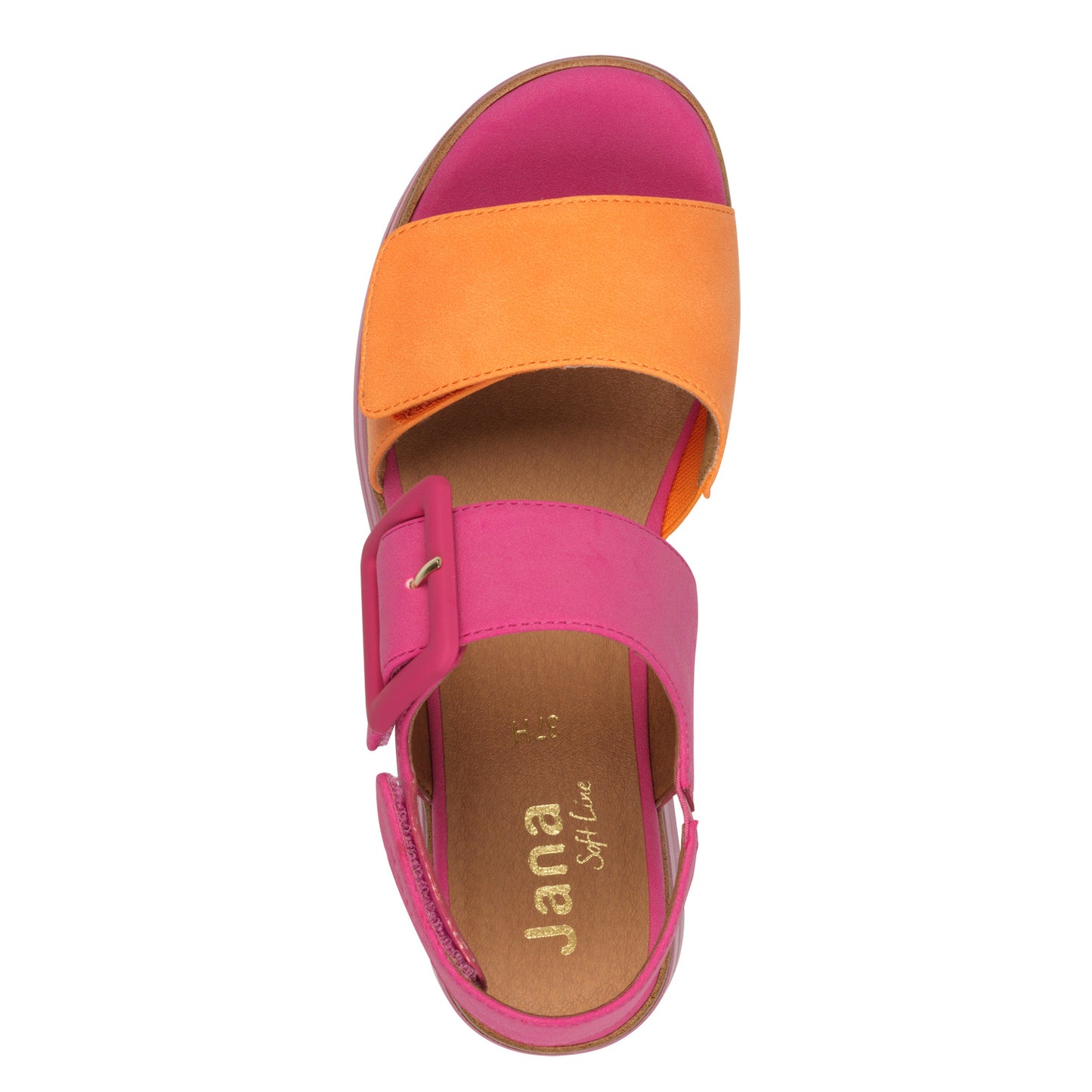 Jana Shoes 8-28266-44-656 Pink & Orange Velcro Sandals with Slingback Strap