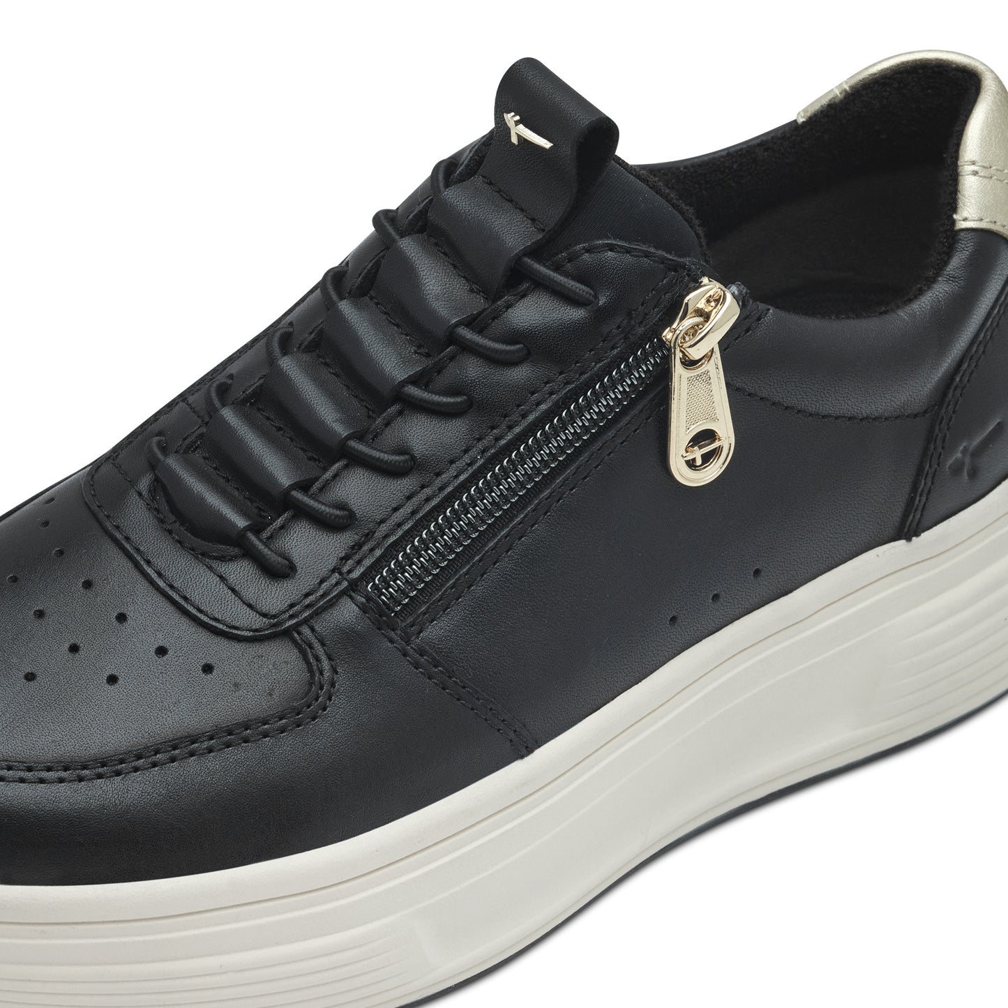 Tamaris Comfort 8-83709-44-097 Black & Gold Combi Trainers with Zip