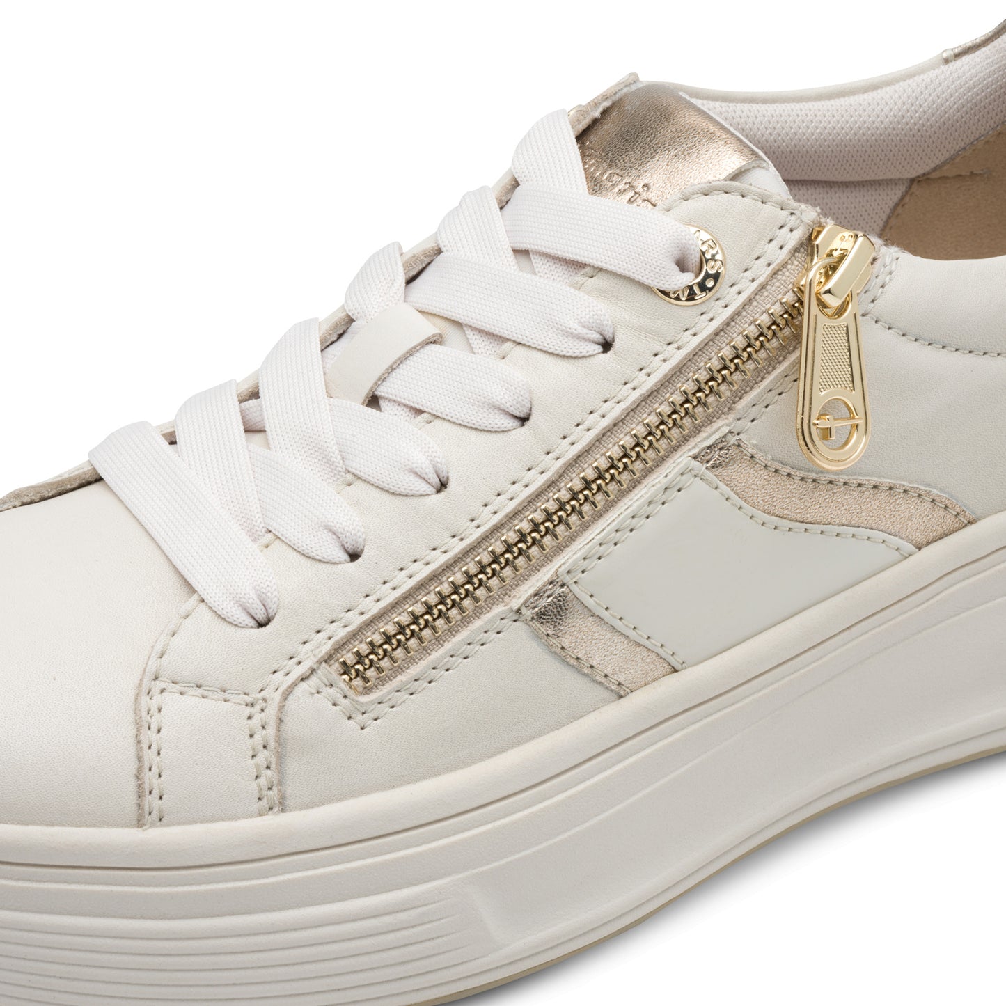 Tamaris Comfort 8-83716-44 190 Cream/Gold Zip Trainers with Zip