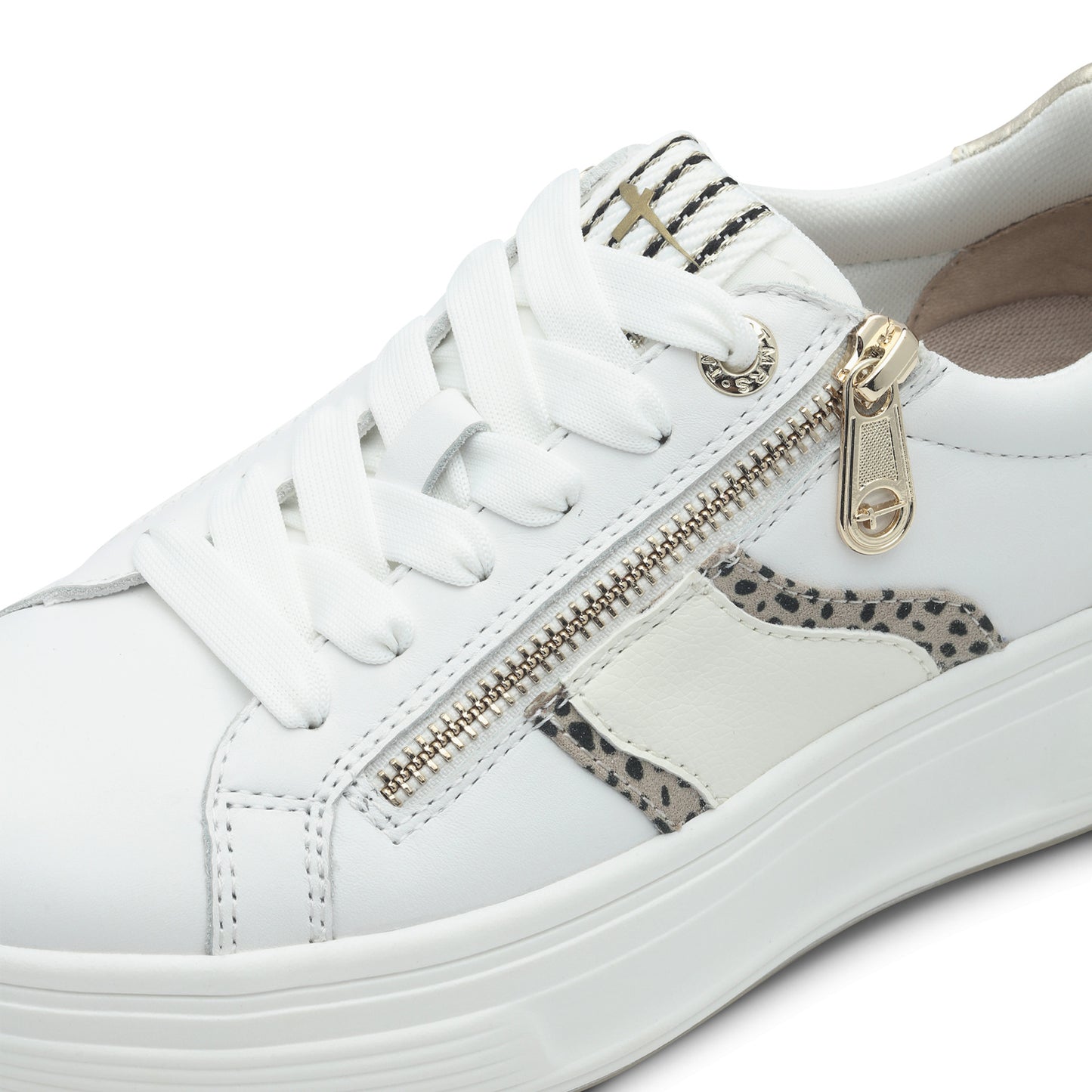 Tamaris Comfort 8-83716-44 490 White Combi Trainers with Gold Zip