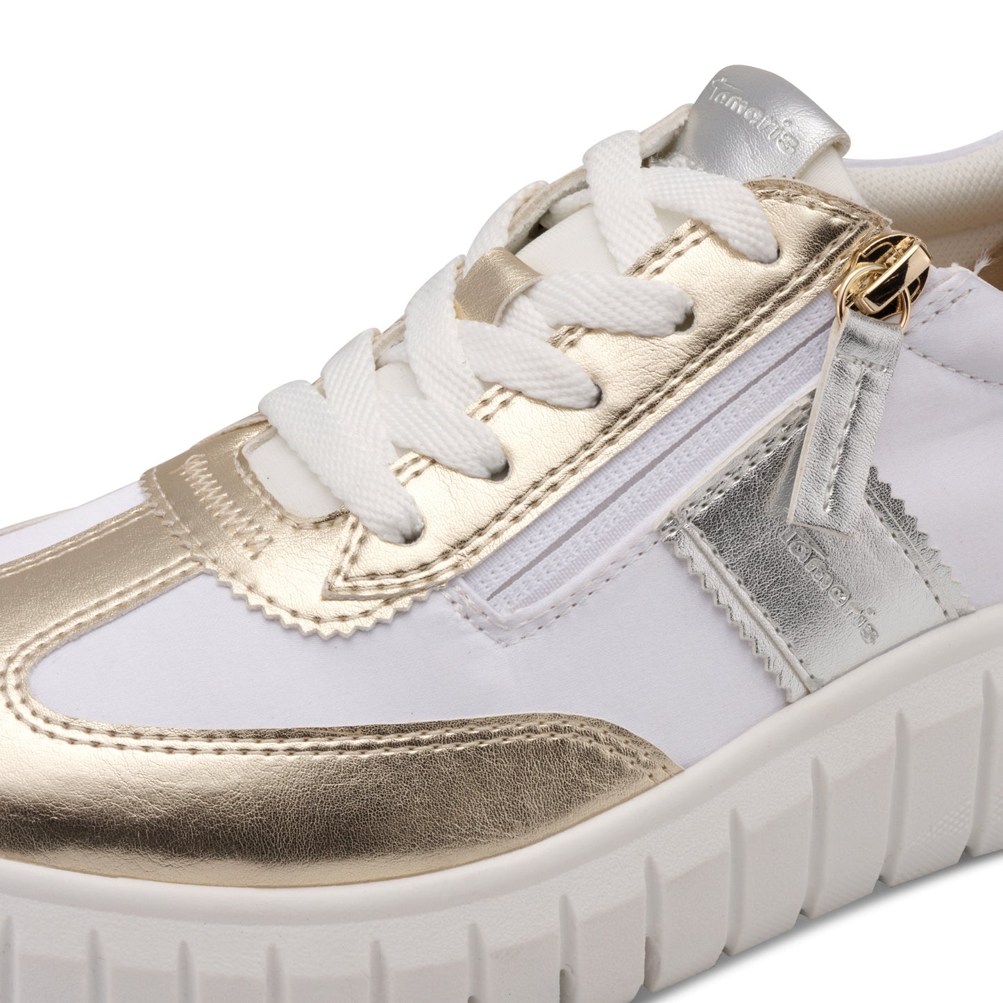 Tamaris Comfort 8-83719-44-904 White Gold/Silver Trainers with Zip