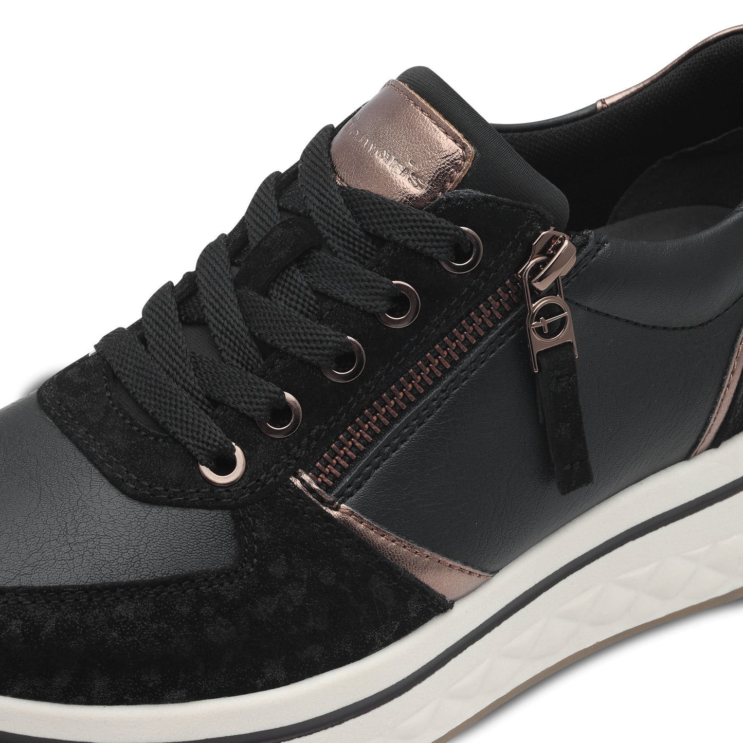 Tamaris Comfort 8-83722-44-001 Black & Gold Sneakers with Zip