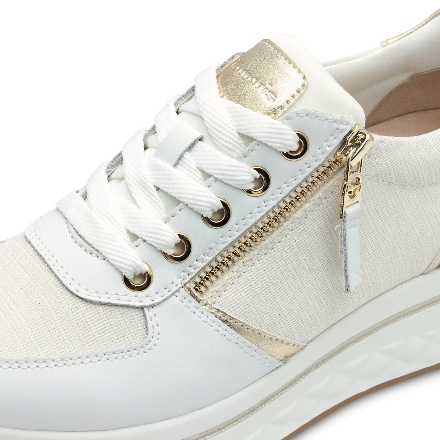 Tamaris Comfort 8-83722-44-100 White & Gold Sneakers with Zip