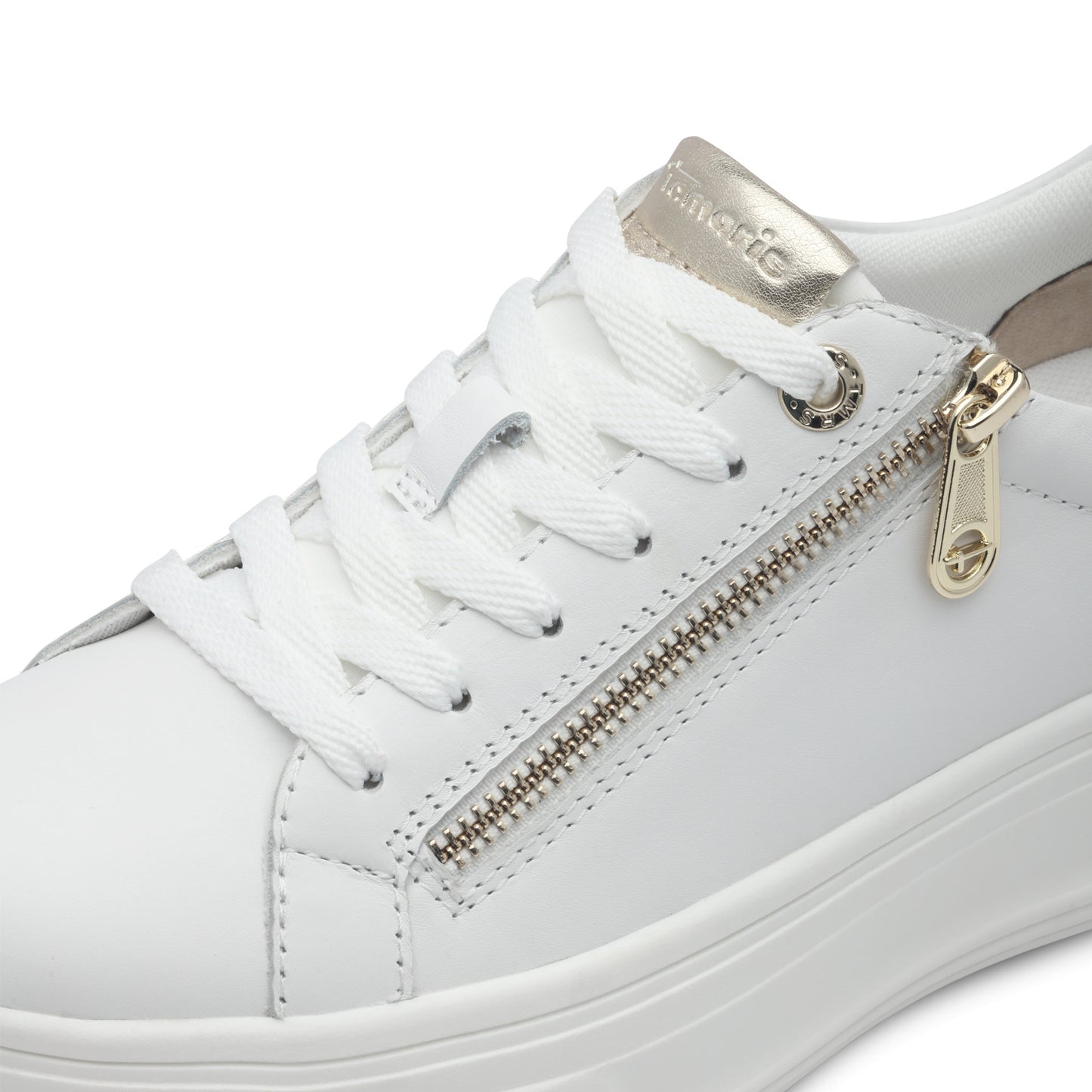 Tamaris Comfort 8-83726-44-108 White Trainers with Gold Zip