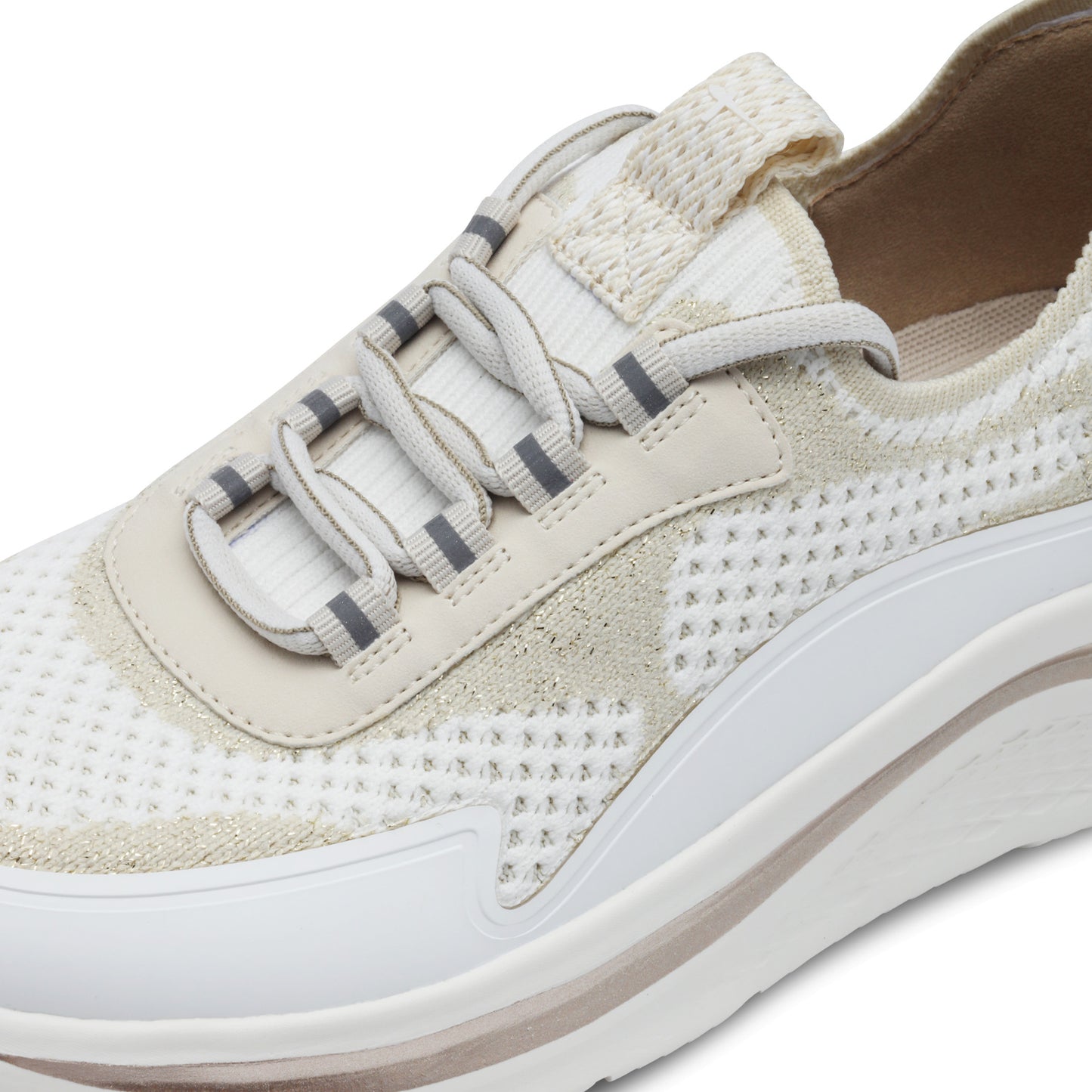 Tamaris Comfort 8-83727-44-400 White Beige Mesh Combi Slip On Sneakers
