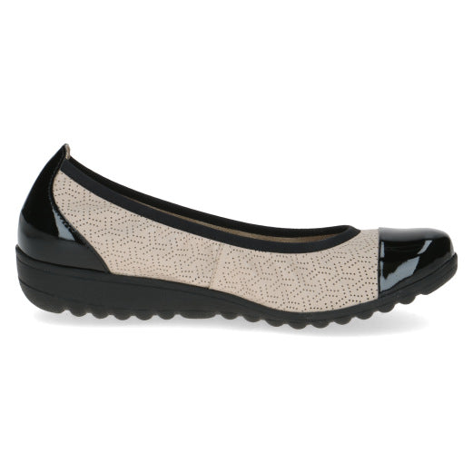 Caprice 9-22103-42-408 Beige & Black Combi Slip On Pumps with Patent Toe