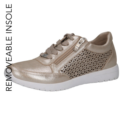 Caprice 9-23550-42-341 Taupe Metallic Trainers with Zip