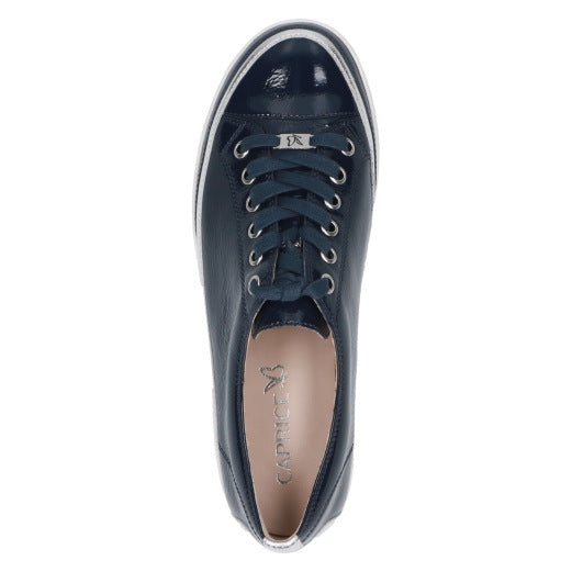 Caprice 9-23654-42-880 Navy Patent Lace Trainers