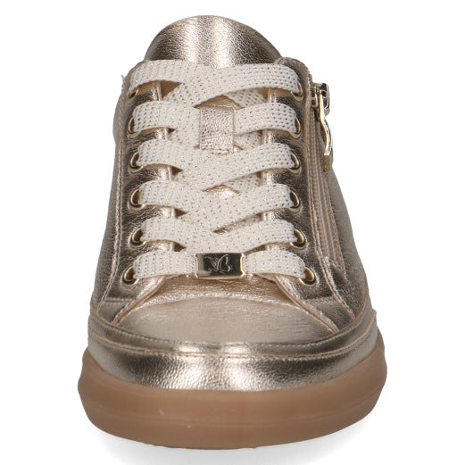 Caprice 9-23706-44-959 Platinum Gold Metallic Lace Trainers with Zip