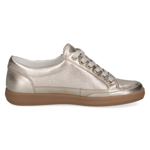 Caprice 9-23706-44-959 Platinum Gold Metallic Lace Trainers with Zip